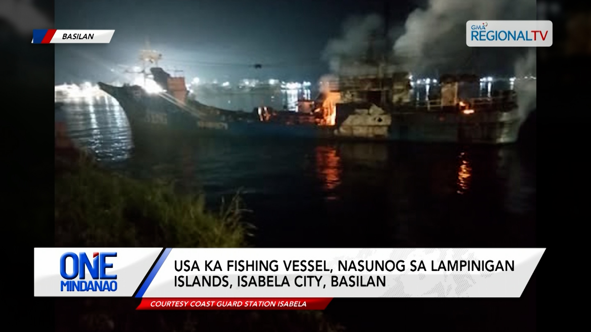 Usa ka fishing vessel, nasunog sa Lampinigan Islands, Isabela City, Basilan