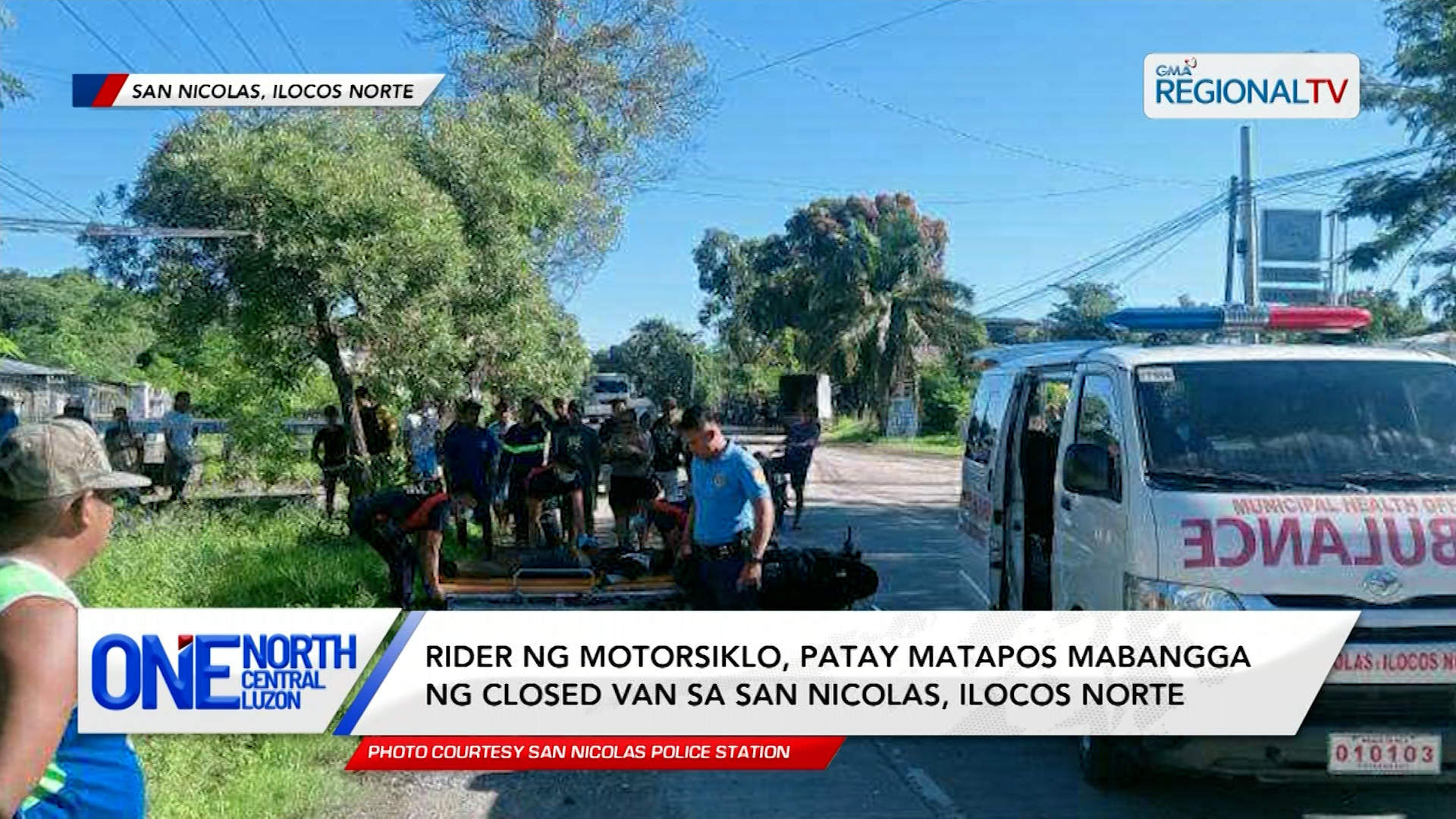 Rider ng motorsiklo, patay matapos mabangga ng closed van sa Ilocos Norte