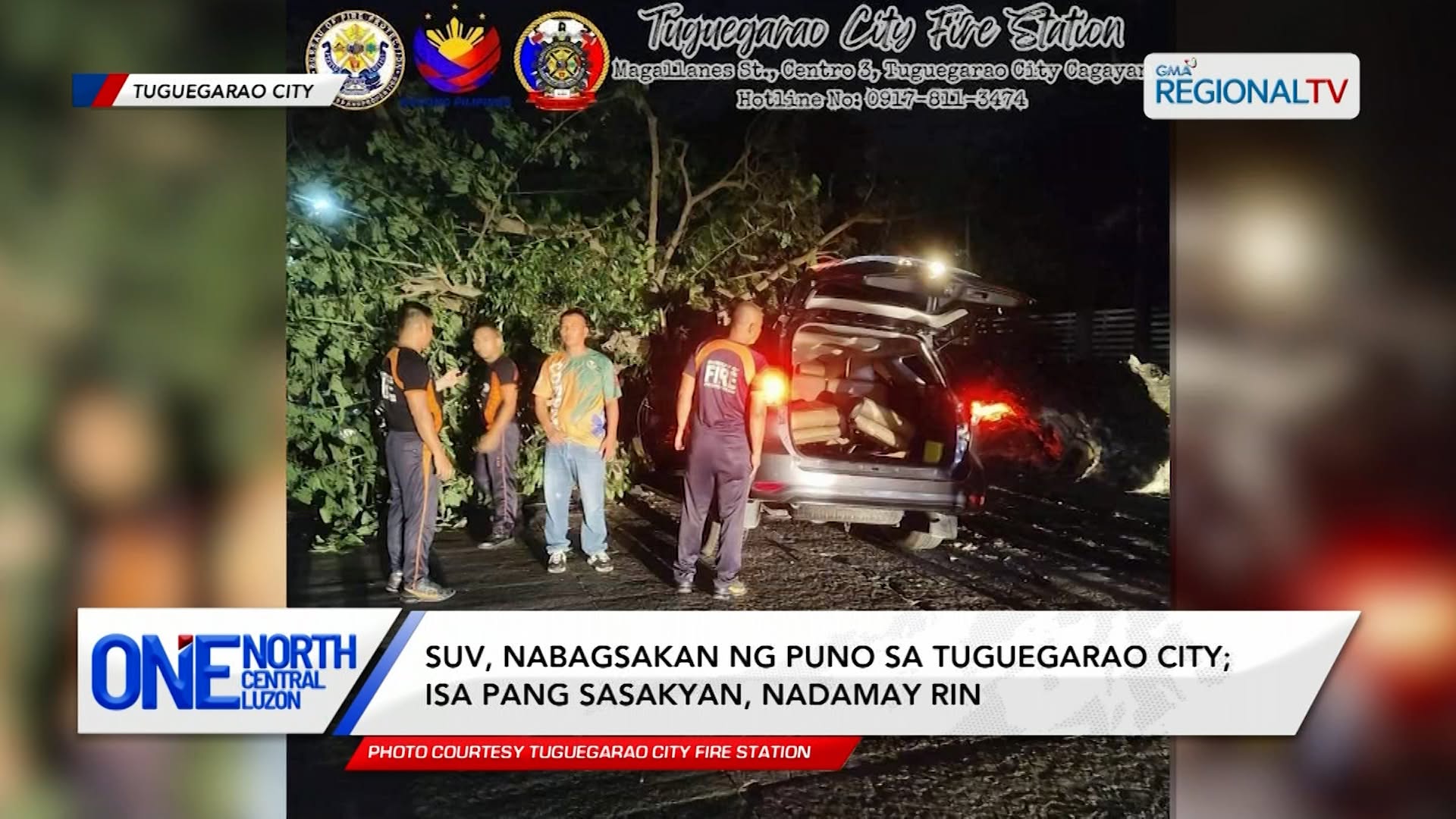 SUV, nabagsakan ng puno sa Tuguegarao City; isa pang sasakyan, nadamay rin