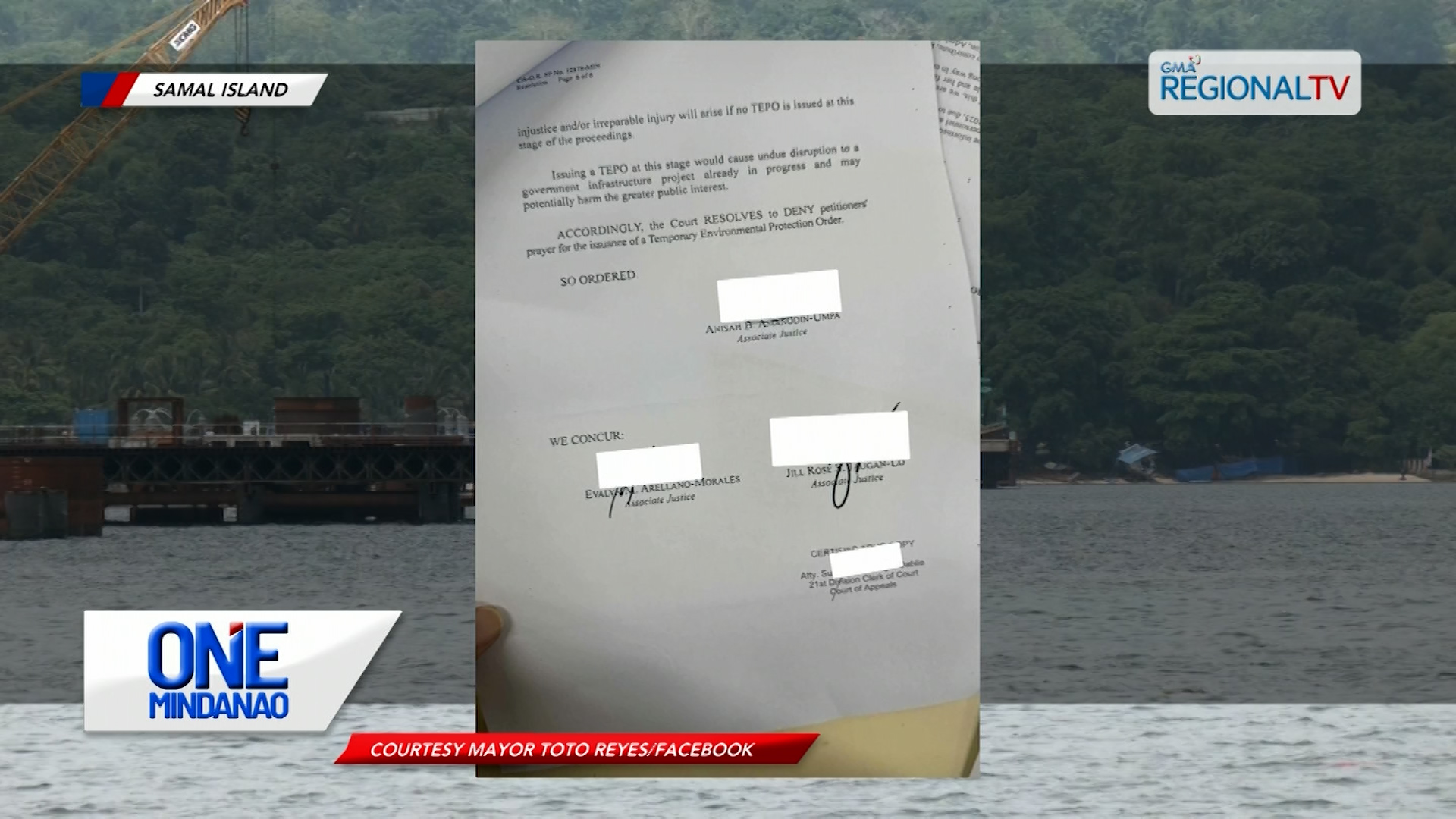 Hangyo nga mag-isyu og TEPO sa Samal-Davao Bridge, gi-deny sa COA