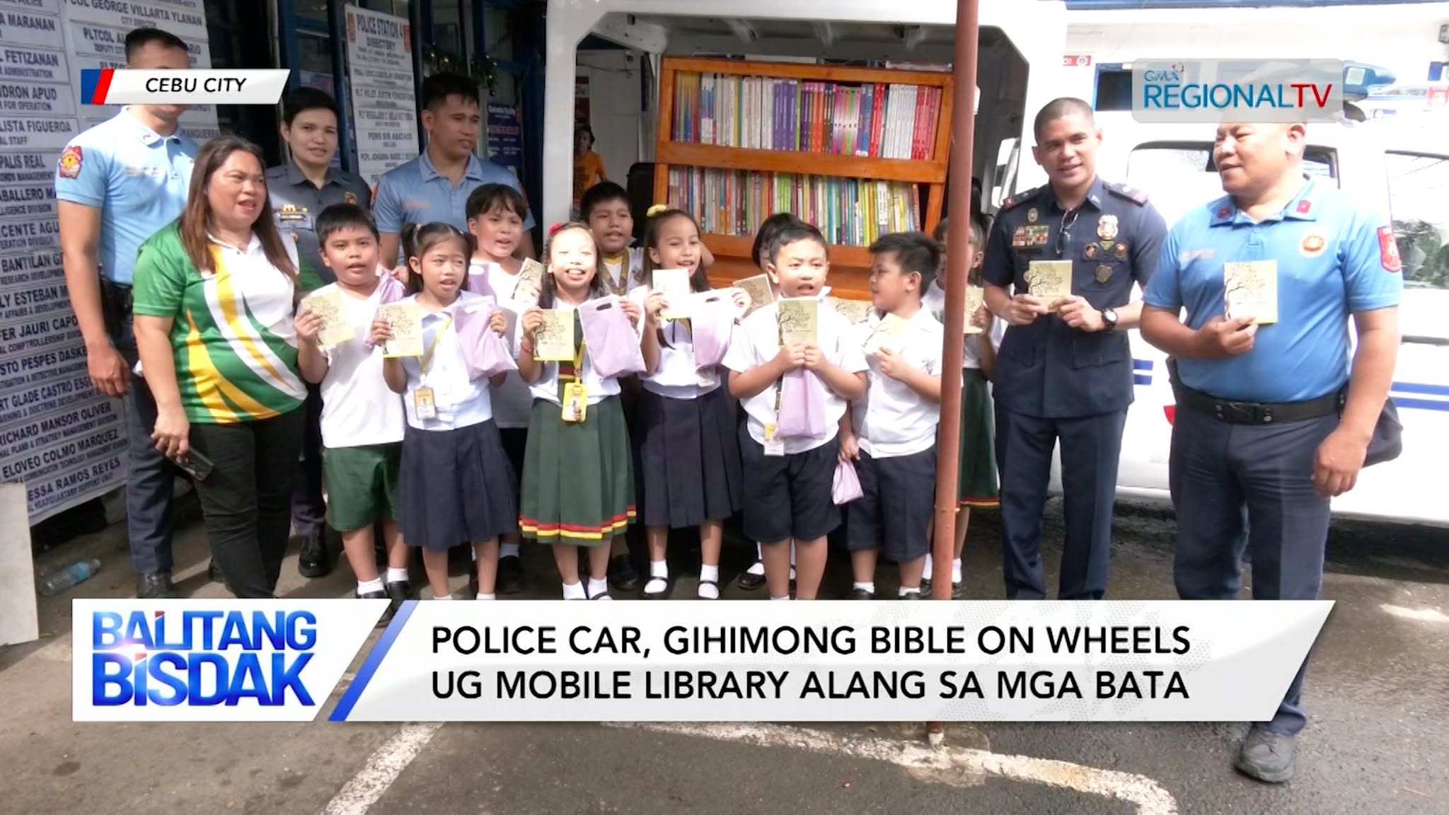 Police Car, Gihimong Bible on Wheels ug Mobile Library alang sa mga Bata | Balitang Bisdak