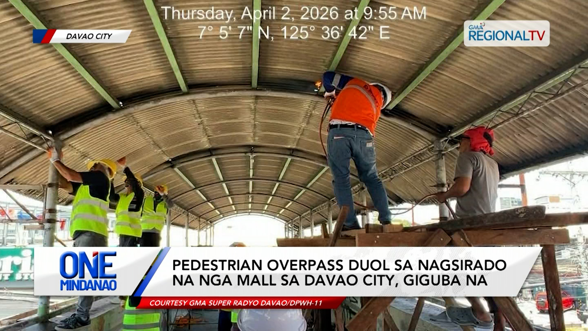 Pedestrian overpass duol sa nagsirado na nga mall sa Davao City, giguba | One Mindanao
