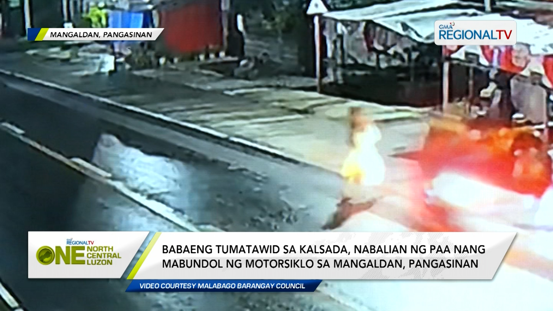 Babaeng tumatawid sa kalsada, nabalian ng paa nang mabundol ng motorsiklo