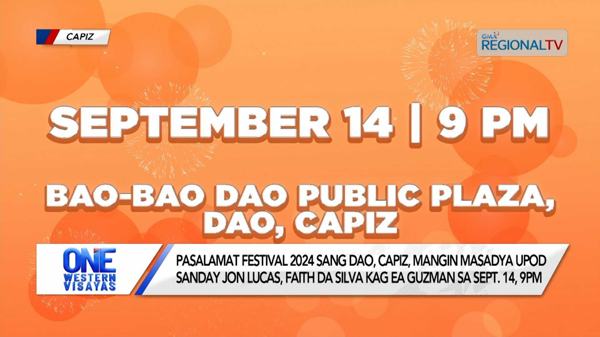 Kapuso Fiesta sa Pasalamat Festival 2024 sang Dao, Capiz sa Sept. 14, 9pm