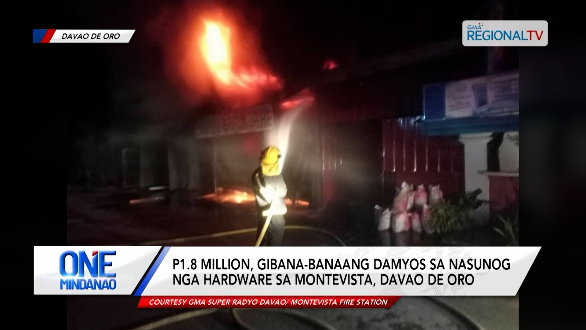 P1.8 Million, gibana-banaang damyos sa nasunog nga hardware sa Davao de Oro