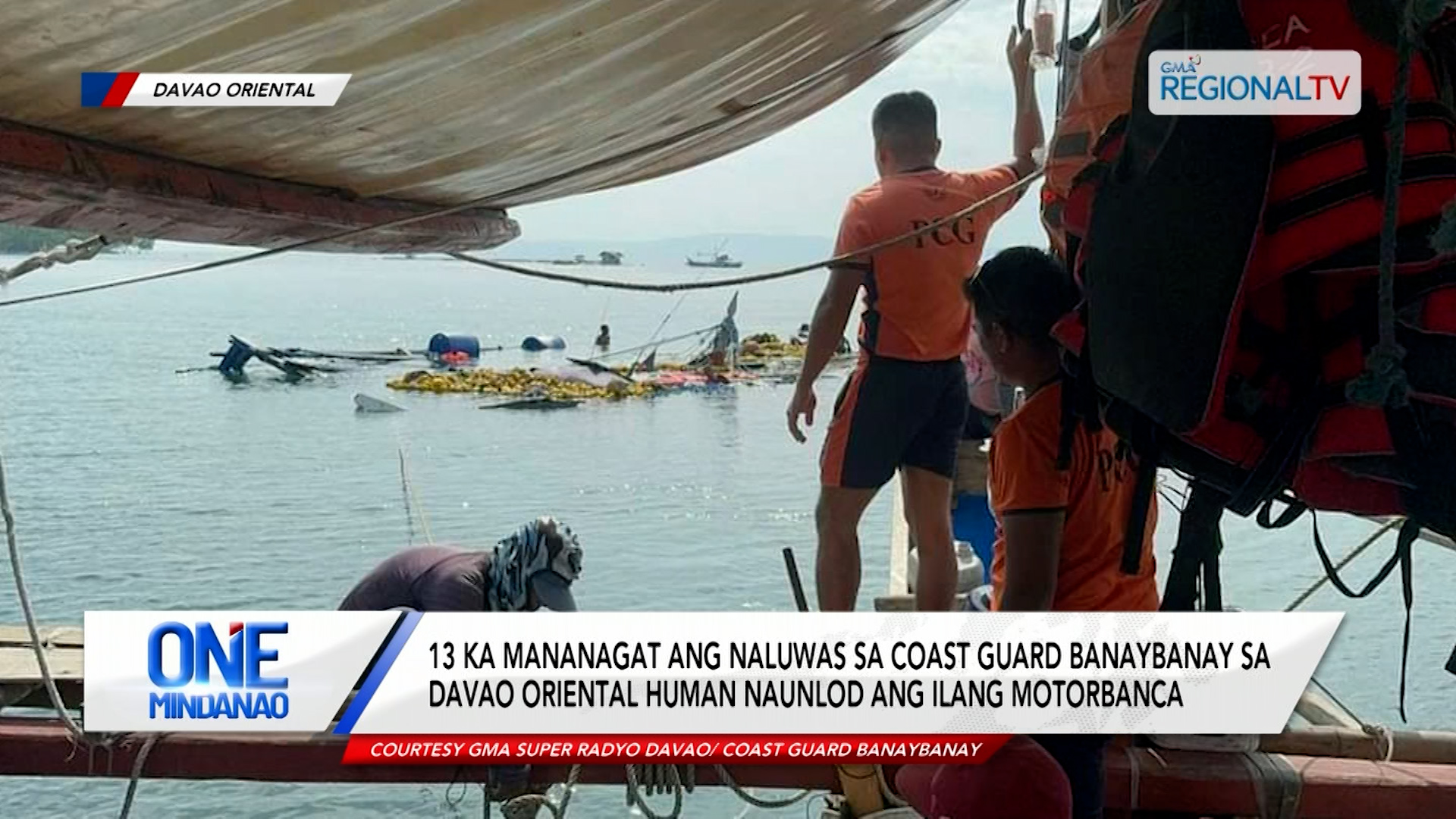 13 mananagat, naluwas sa Davao Oriental human naunlod ang ilang motorbanca