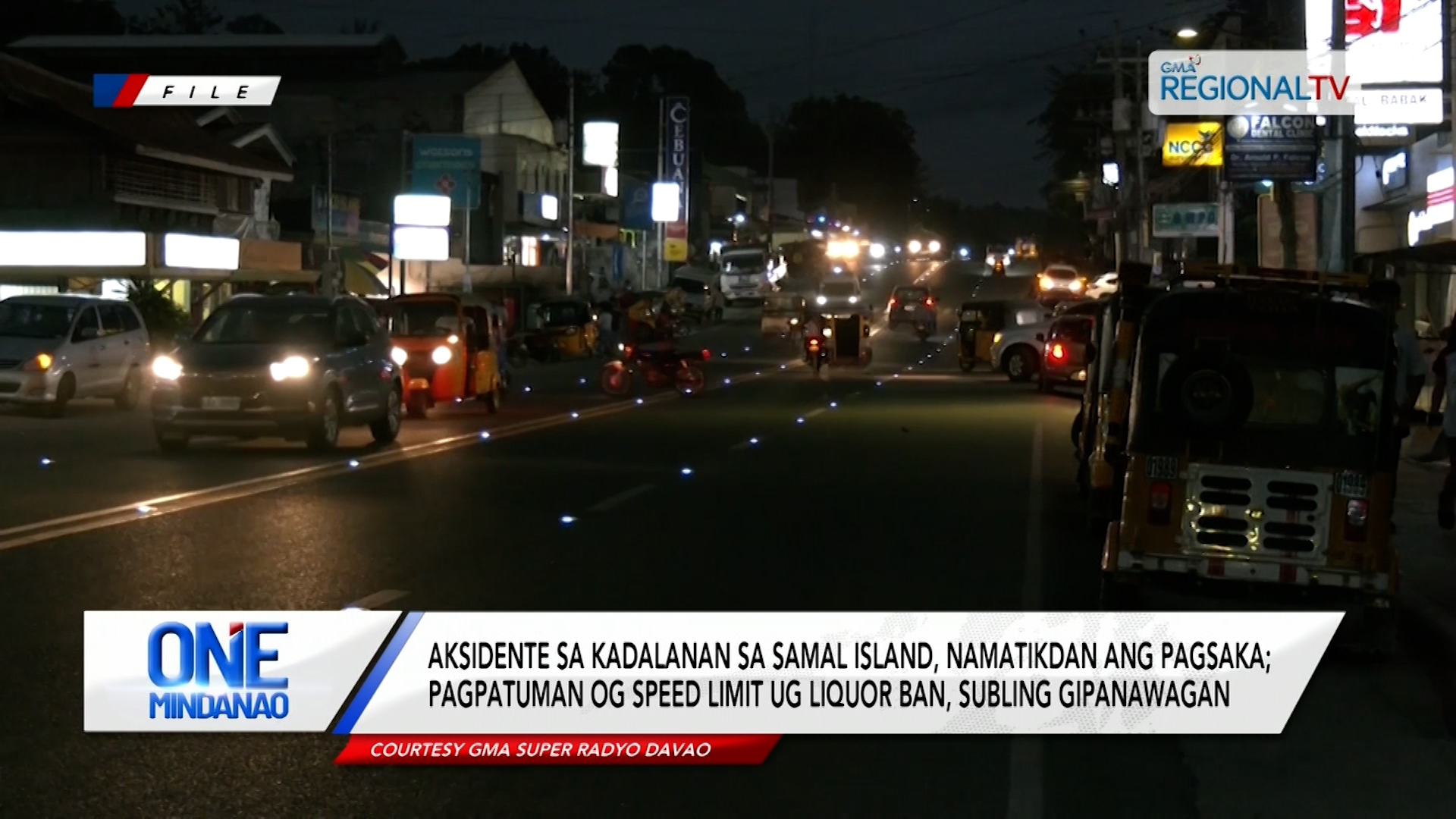 Aksidente sa kadalanan sa Samal Island, namatikdan ang pagsaka