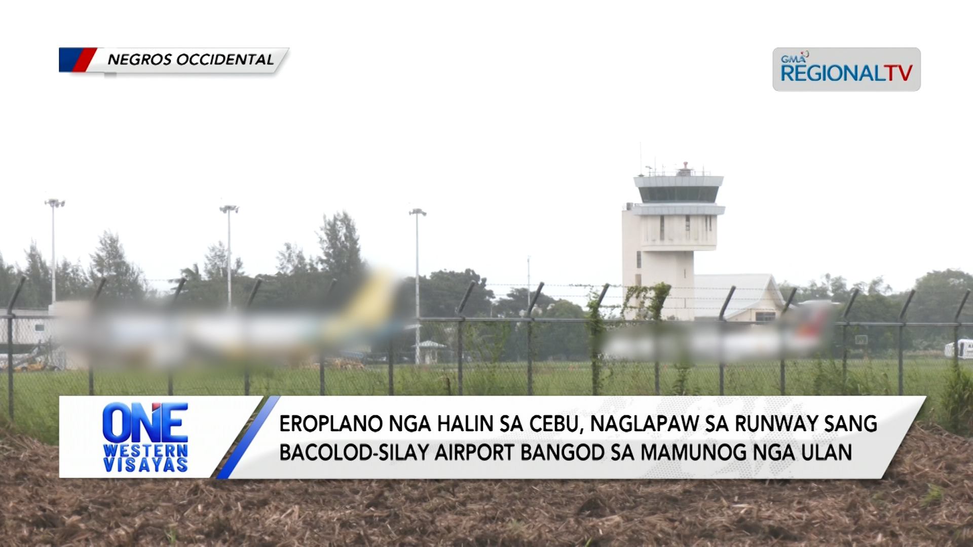 Eroplano, naglapaw sa runway sang Bacolod-Silay Airport bangod sa ulan