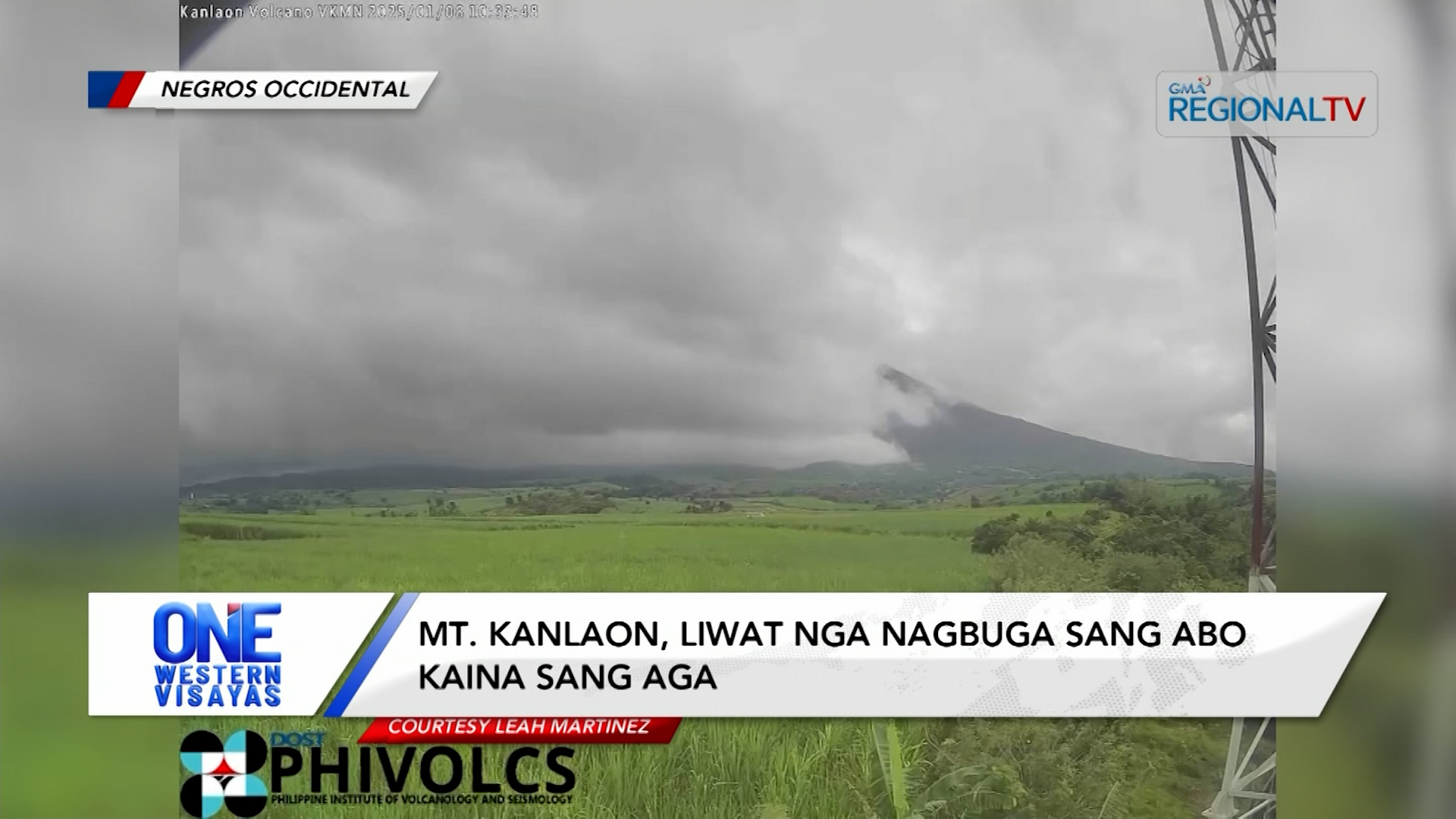 Mt. Kanlaon, liwat nga nagbuga sang abo kaina sang aga