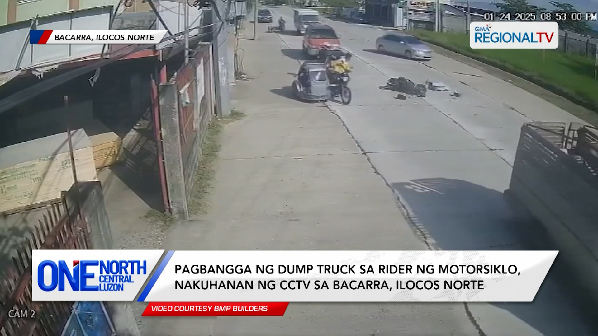 Pagbangga ng dump truck sa rider ng motorsiklo, nakuhanan ng CCTV