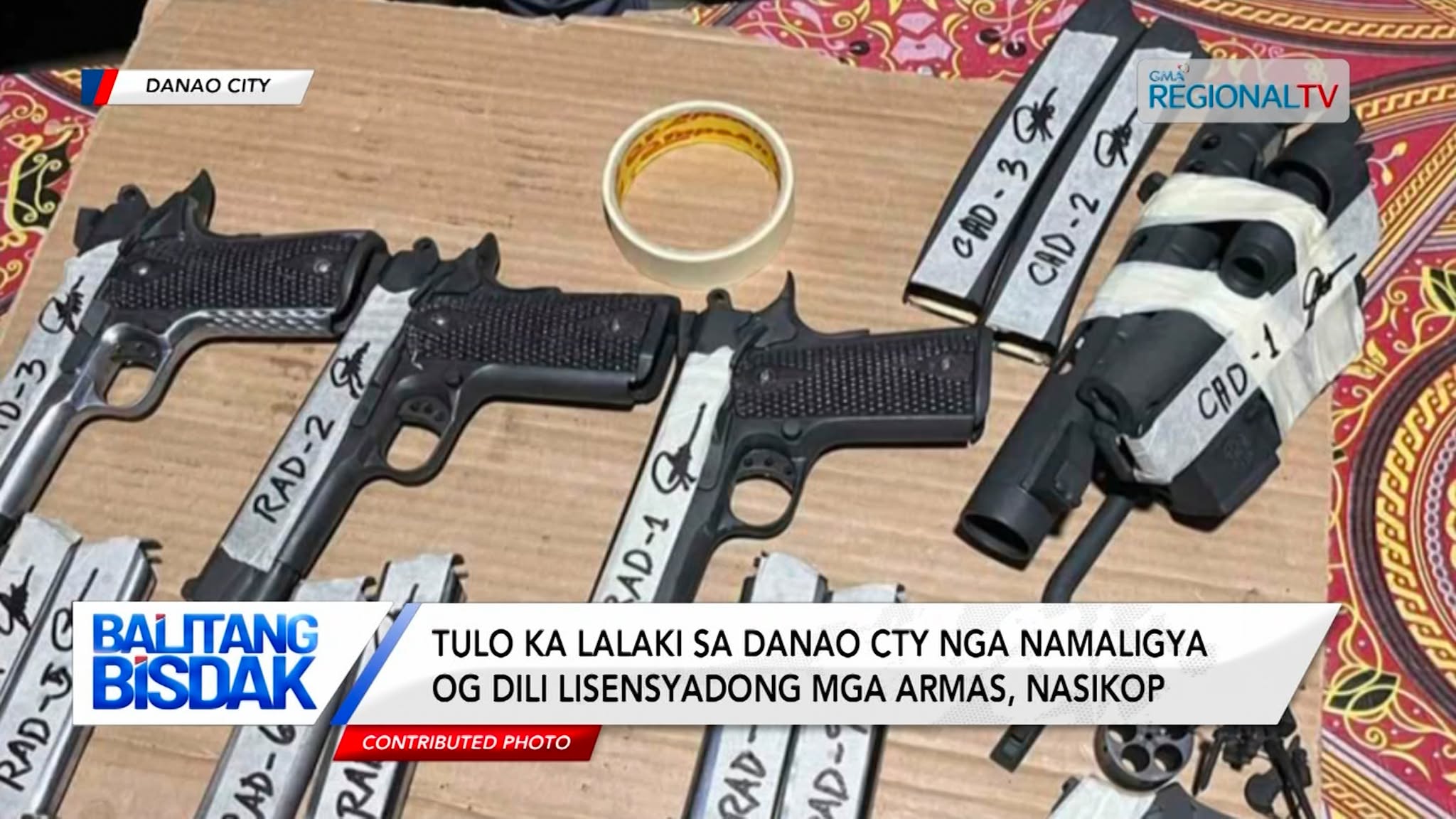 3 ka lalaki sa Danao City nga namaligya og dili lisensyadong mga armas, nasikop