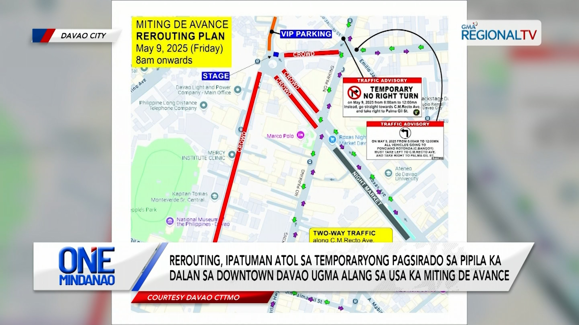 Rerouting, ipatuman sa Downtown Davao alang sa Miting de Avance