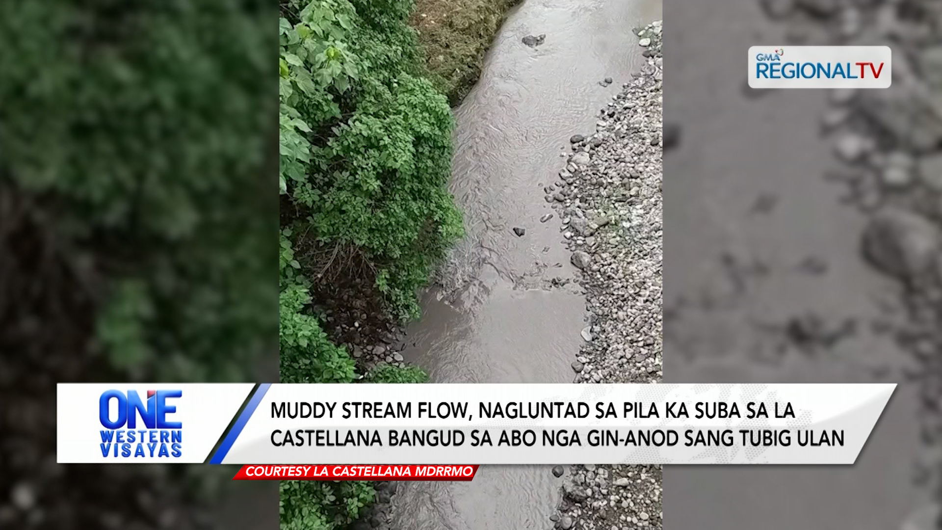 Muddy stream flow, nagluntad sa pila ka suba sa La Castellana bangud sa ashfall