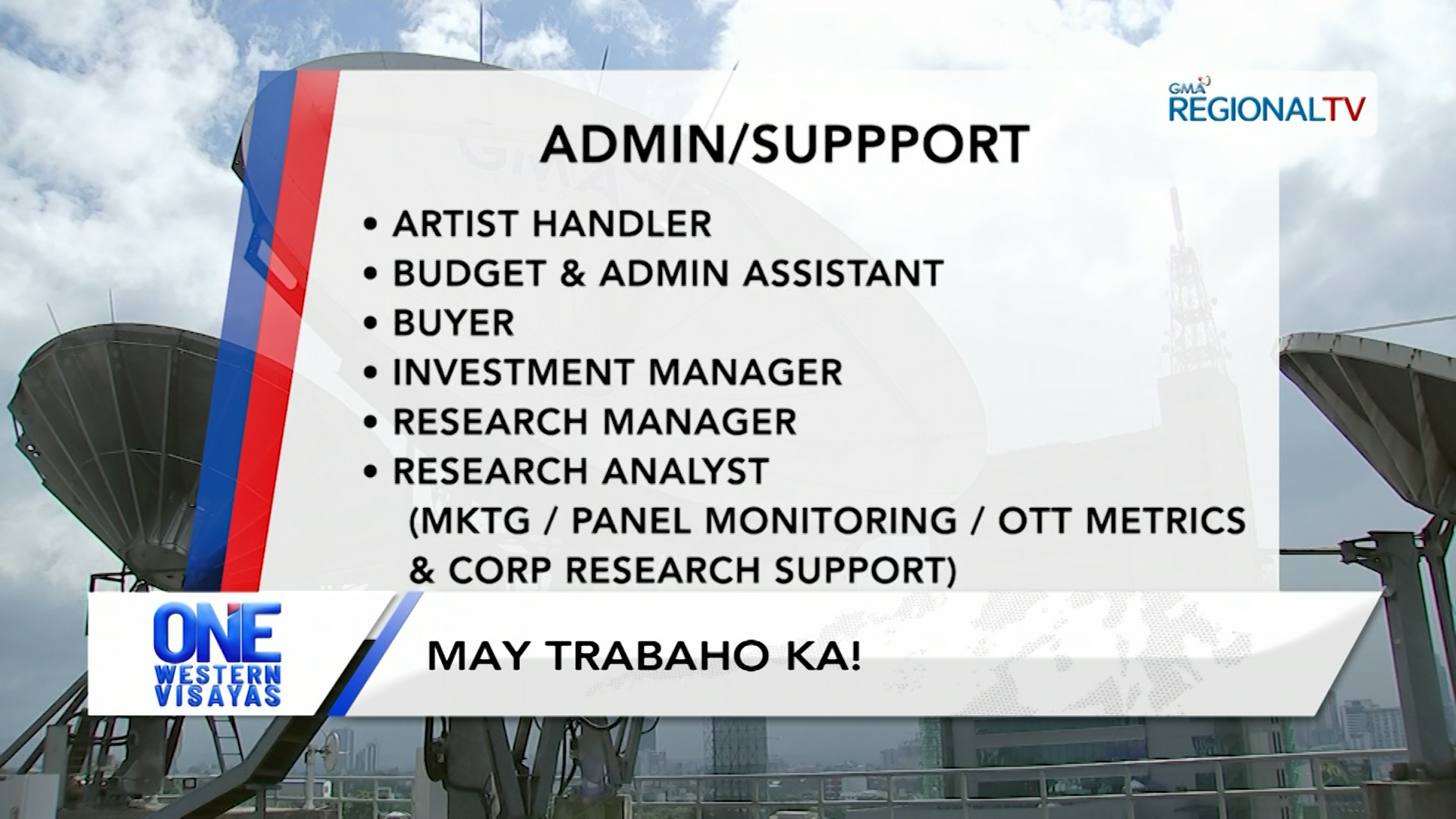 Mga Bakante nga Posisyon sa GMA Network nga Sarang Aplayan