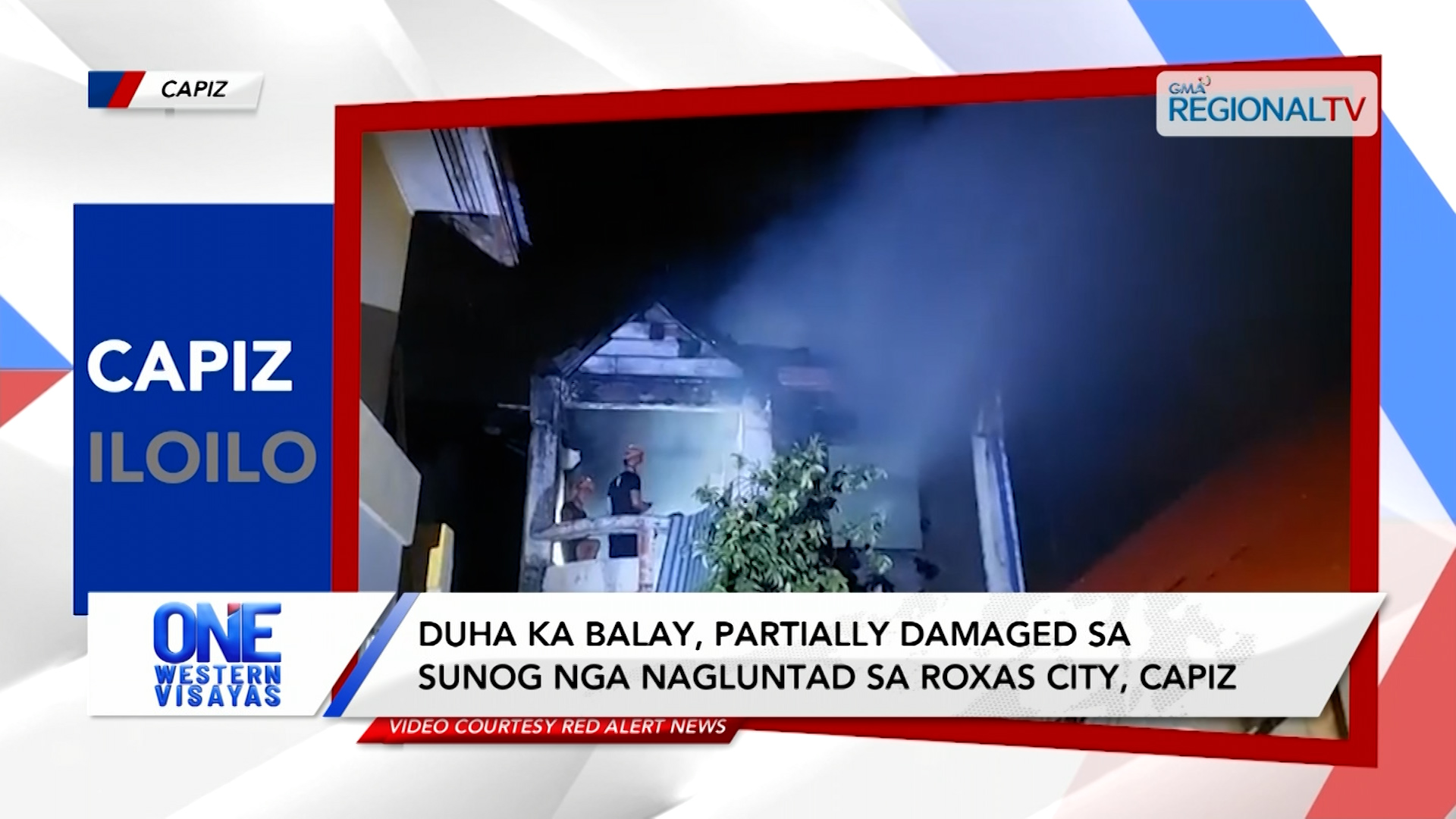 Duha ka balay, partially damaged sa sunog nga nagluntad sa Roxas City, Capiz