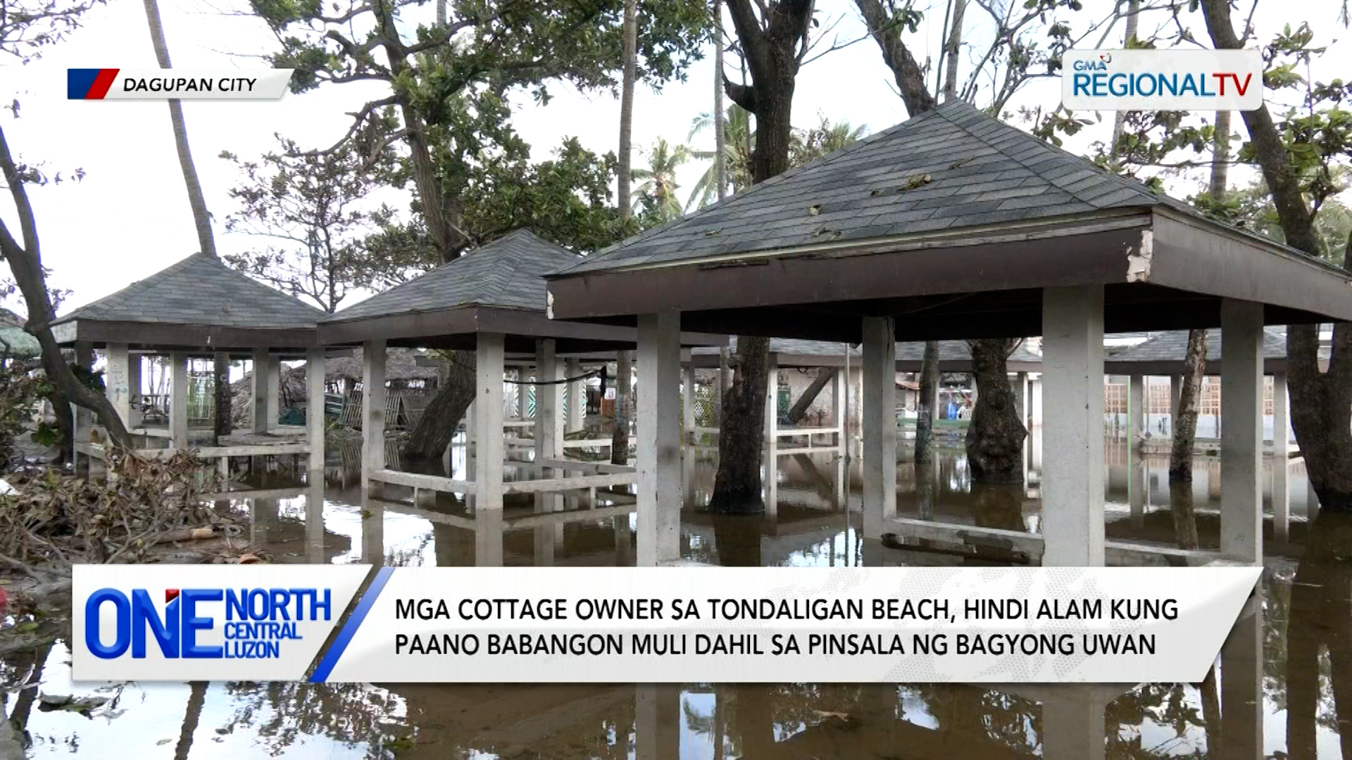 Baha sa ilang bahagi ng Tondaligan Beach Park, hindi pa rin humuhupa | One North Central Luzon