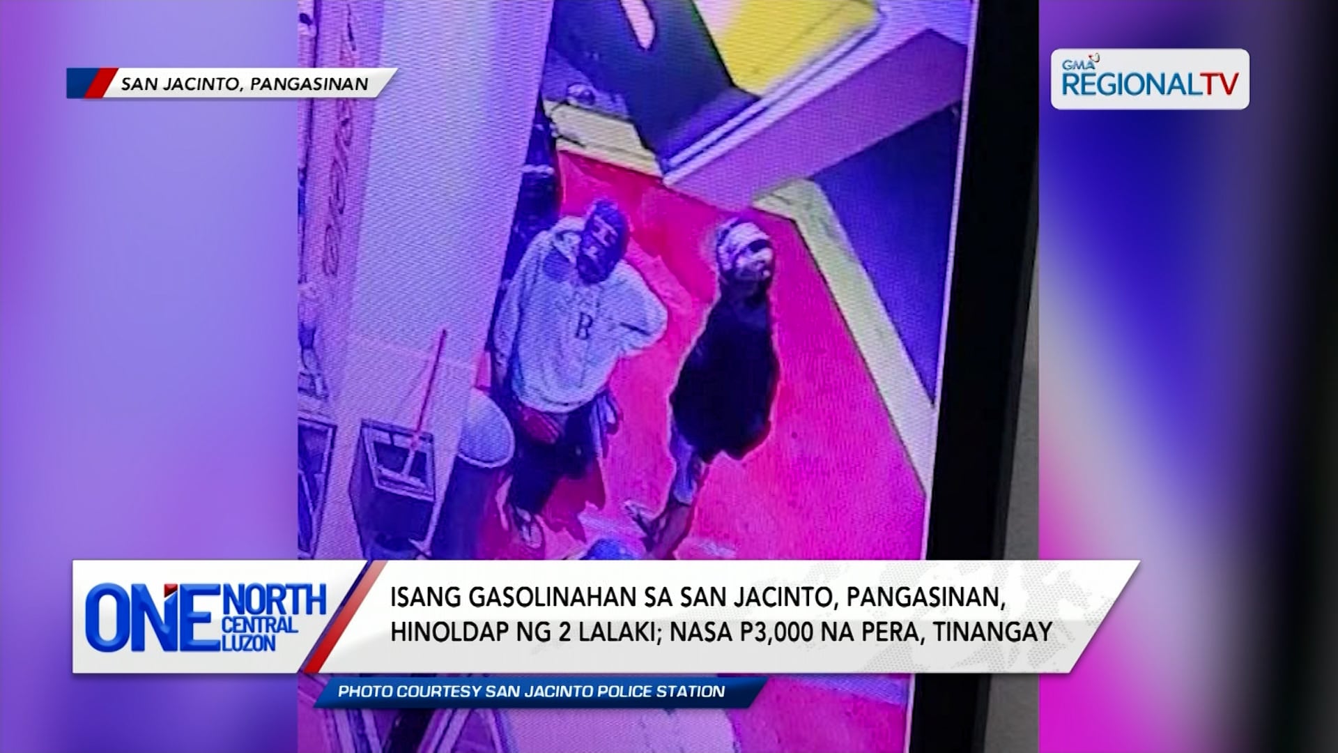 Isang gasolinahan, hinoldap ng 2 lalaki; nasa P3,000 na pera, natangay. | One North Central Luzon