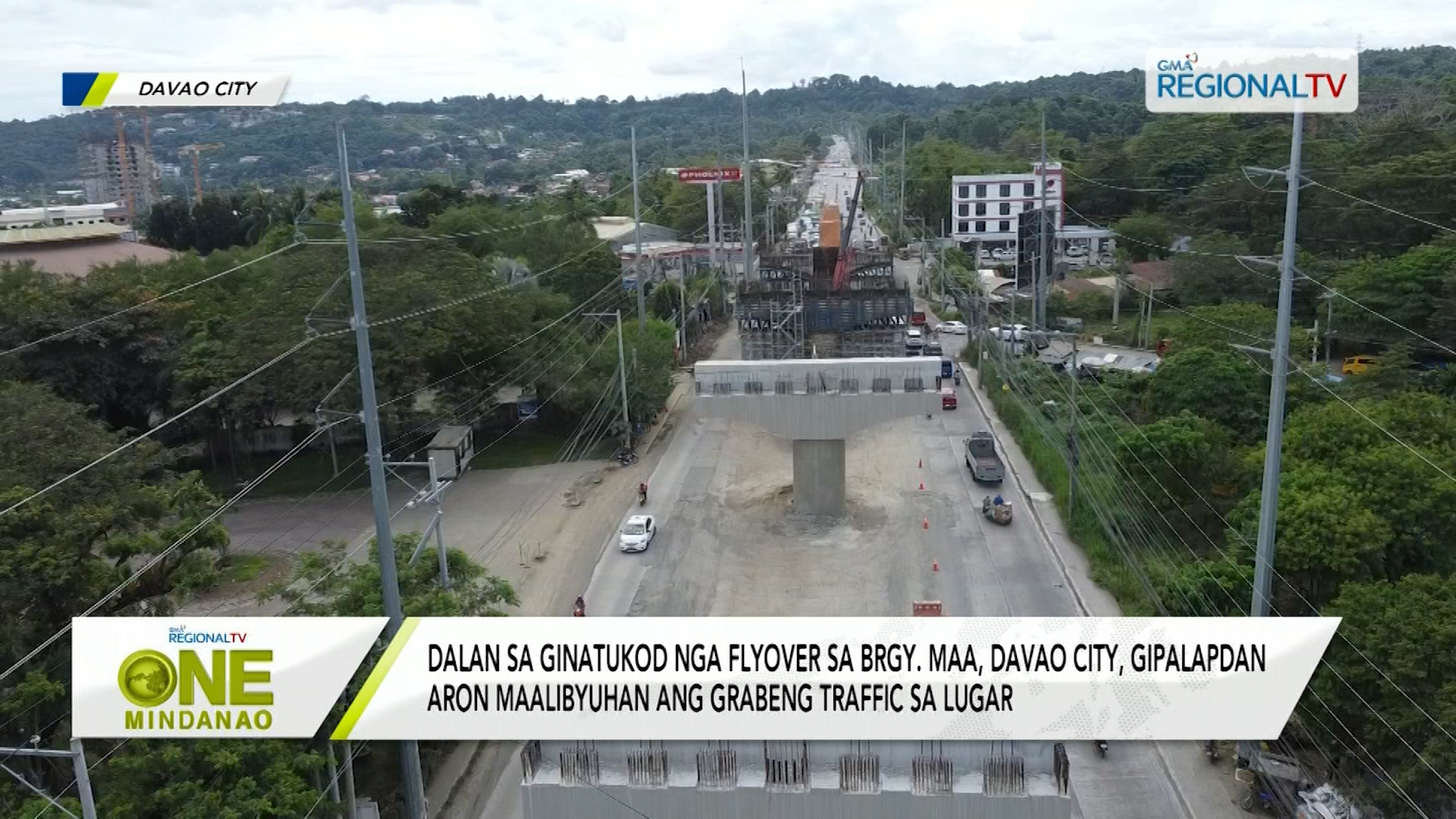 Dalan sa ginatukod nga flyover sa Brgy. Maa, Davao City, gipalapdan