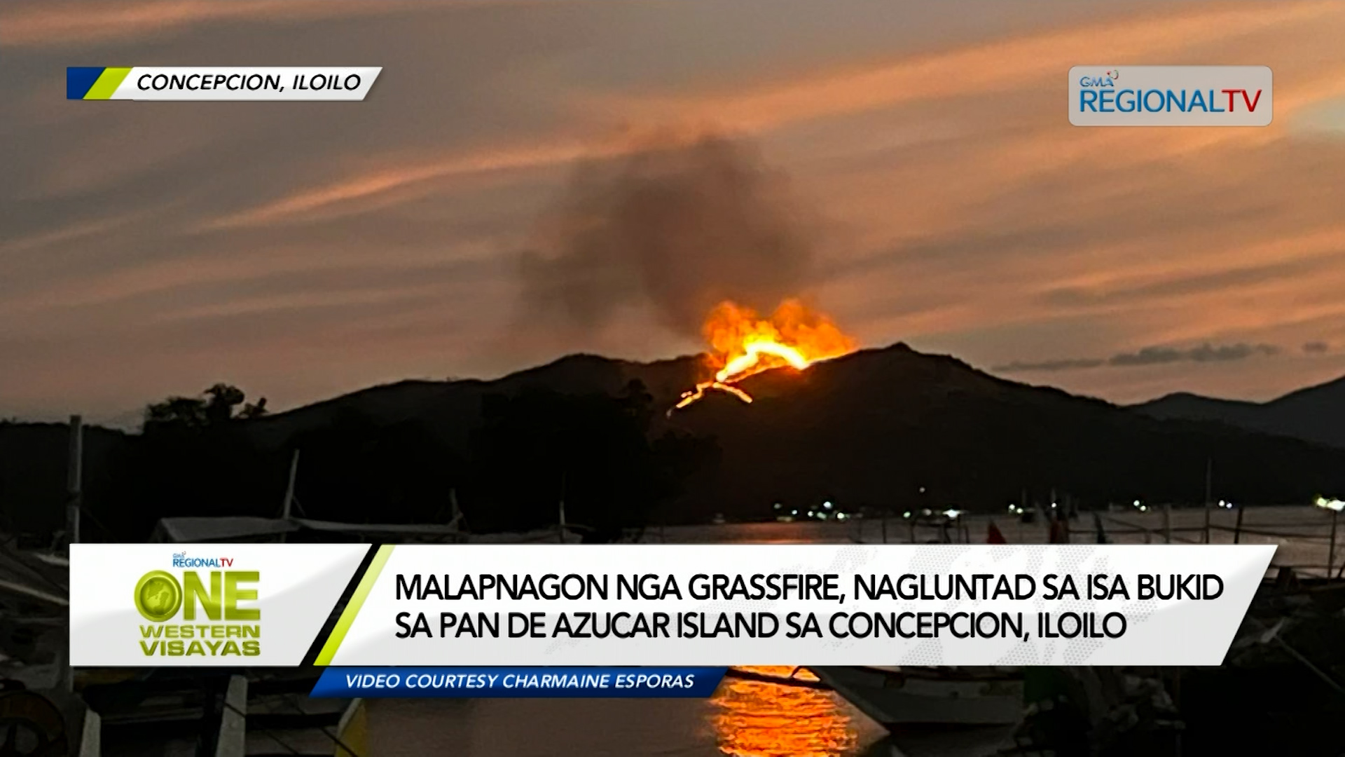 Grassfire, nagluntad sa bukid sa Pan De Azucar Island sa Concepcion, Iloilo