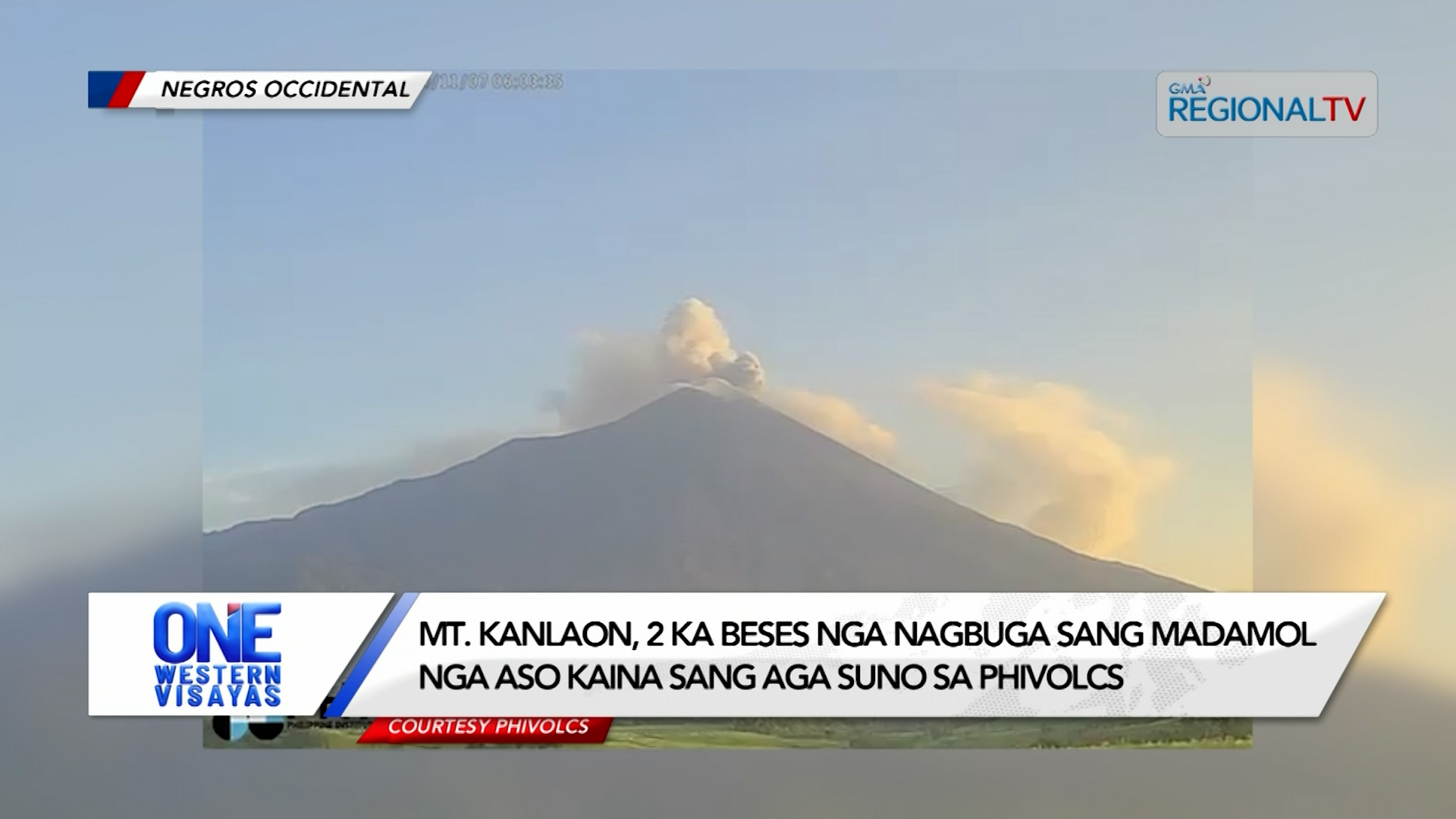 Mt. Kanlaon, 2 ka beses nga nagbuga sang madamol nga aso kaina sang aga