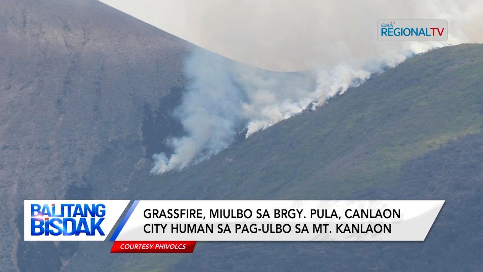 Grassfire, miulbo sa Brgy. Pula, Canlaon City human sa pag-ulbo sa Mt. Kanlaon