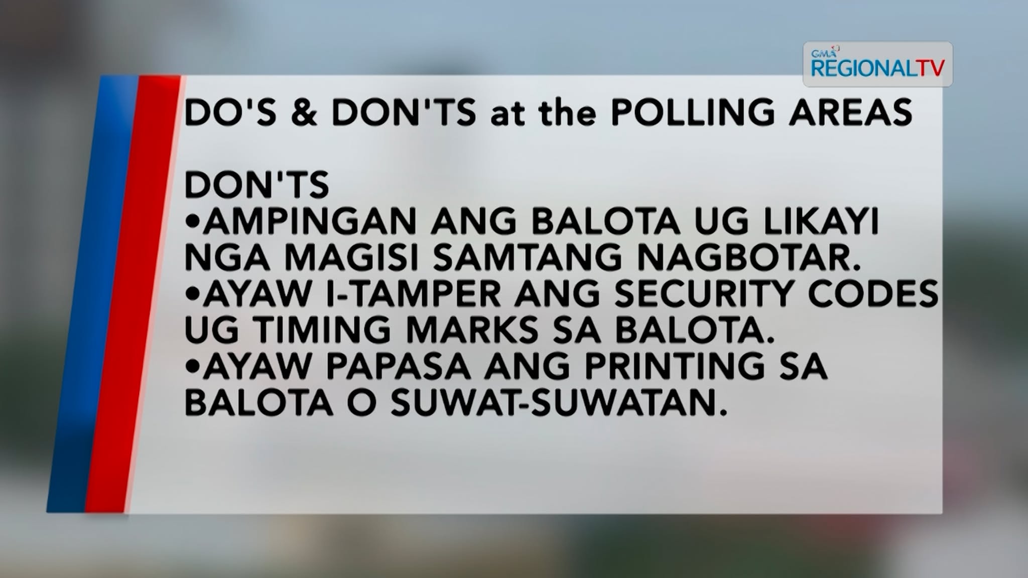 Mga pahinumdom sulod polling areas