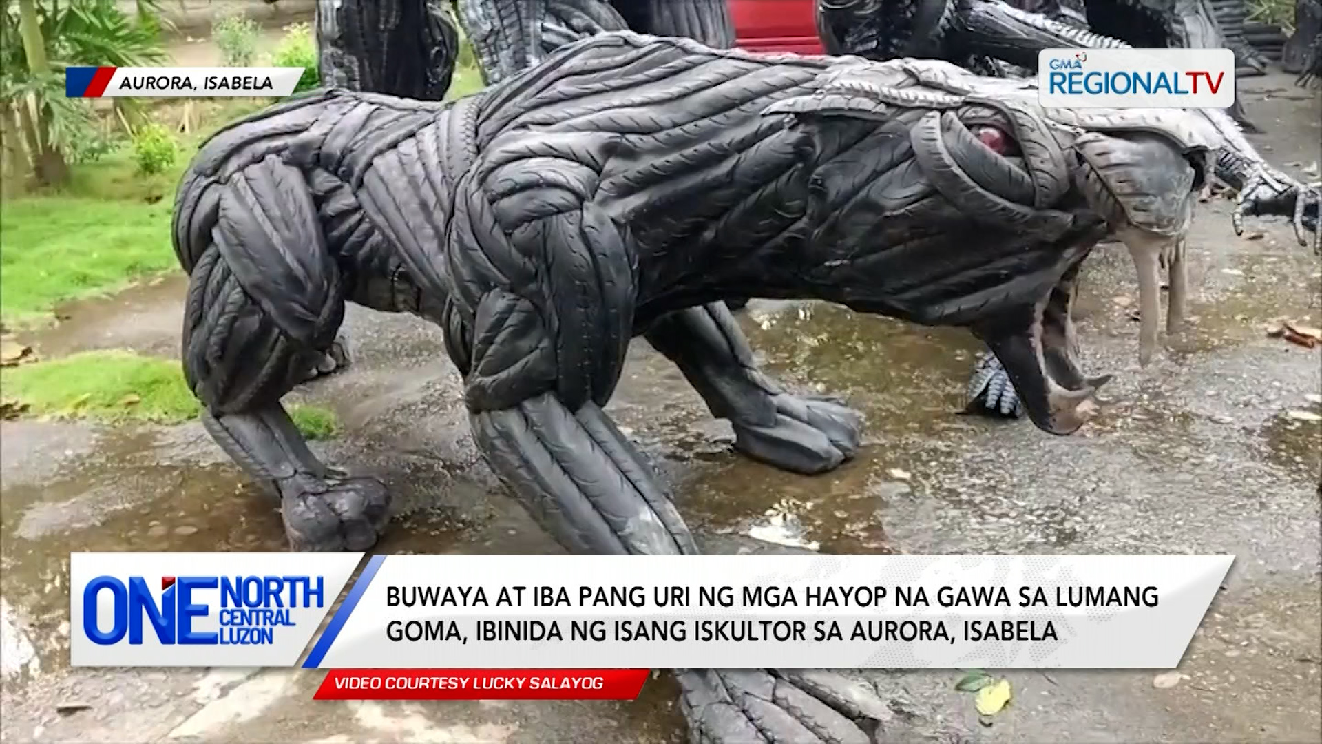 Buwaya at iba pang uri ng mga hayop na gawa sa lumang goma, ibinida | One North Central Luzon