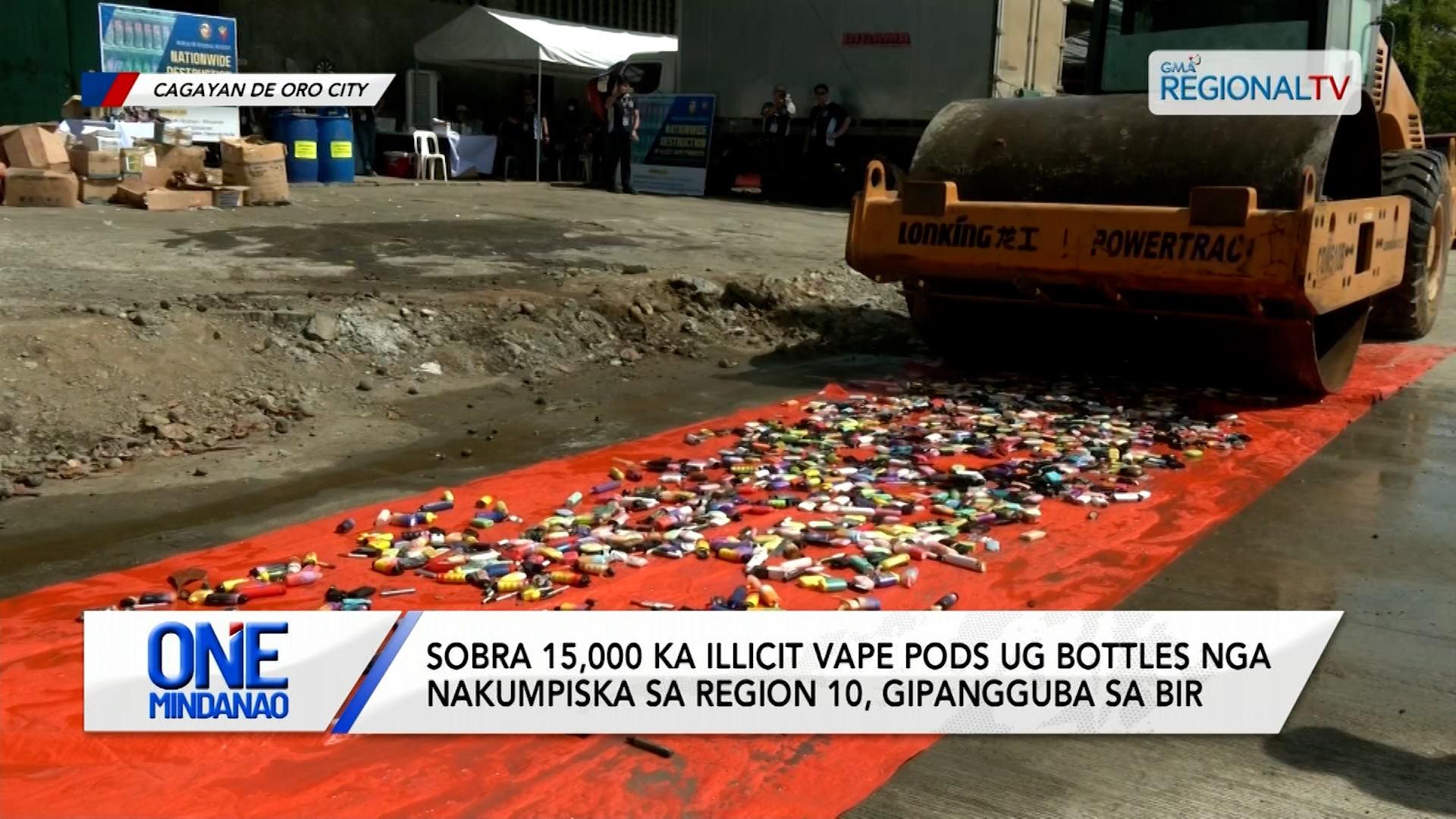 15,000 ka illicit vape pods ug bottles nga nakumpiska sa Region 10, gipangguba | One Mindanao