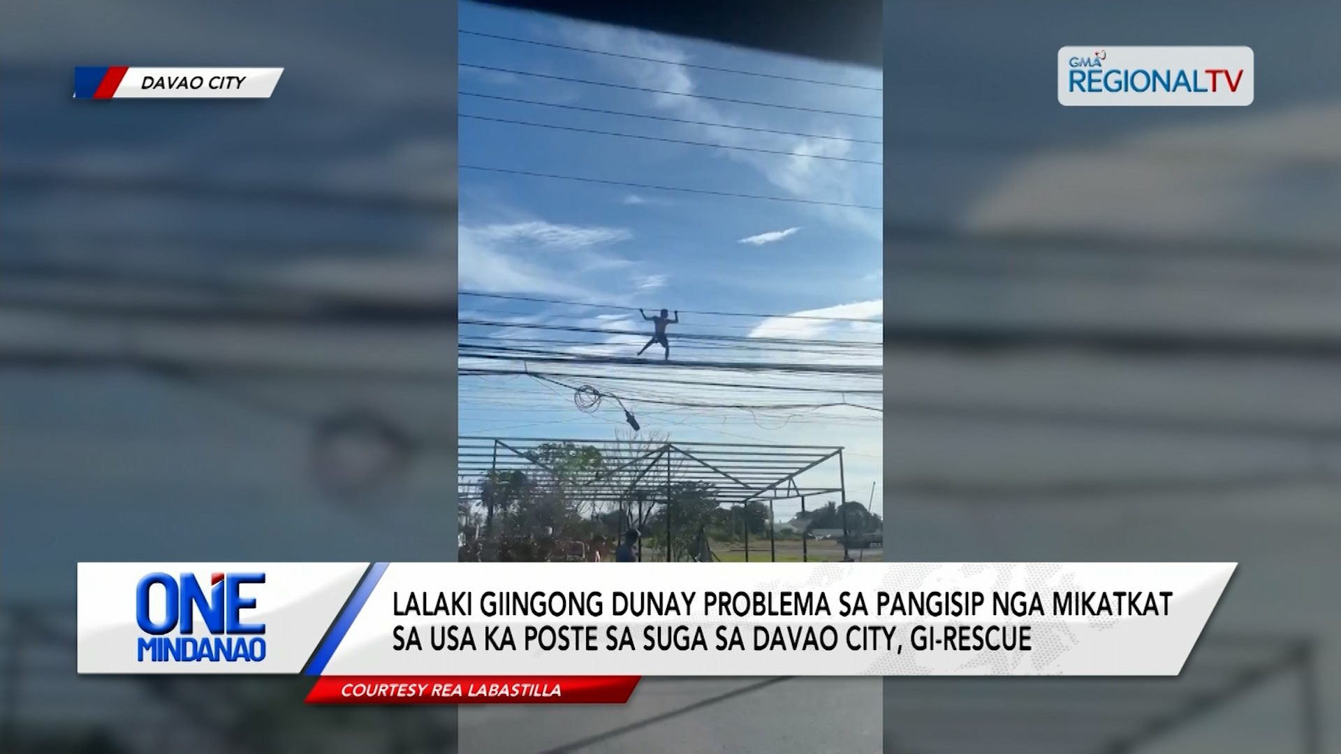 Lalaking mikatkat sa poste sa kuryente, gi-rescue  | One Mindanao