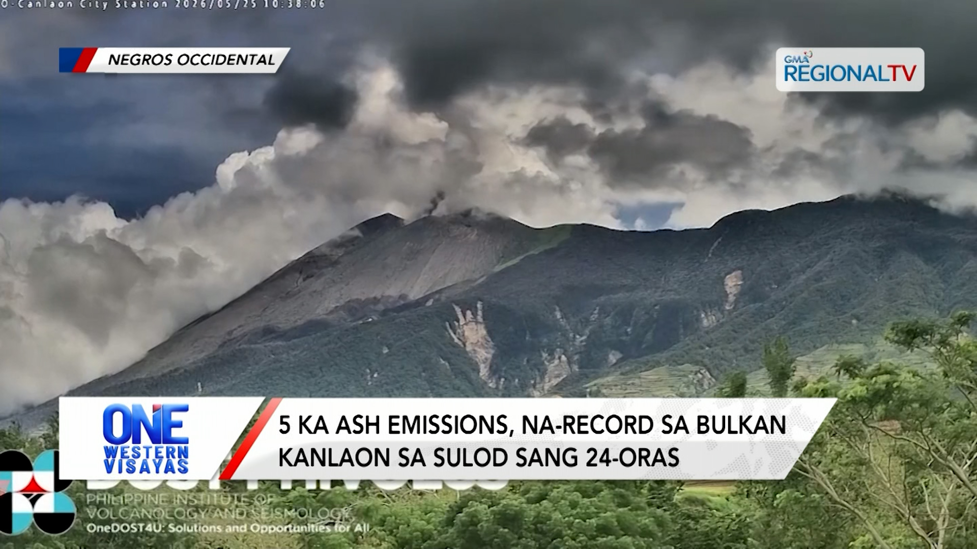 5 ka ash emissions, na-record sa Bulkan Kanlaon sa sulod sang 24-oras | One Western Visayas