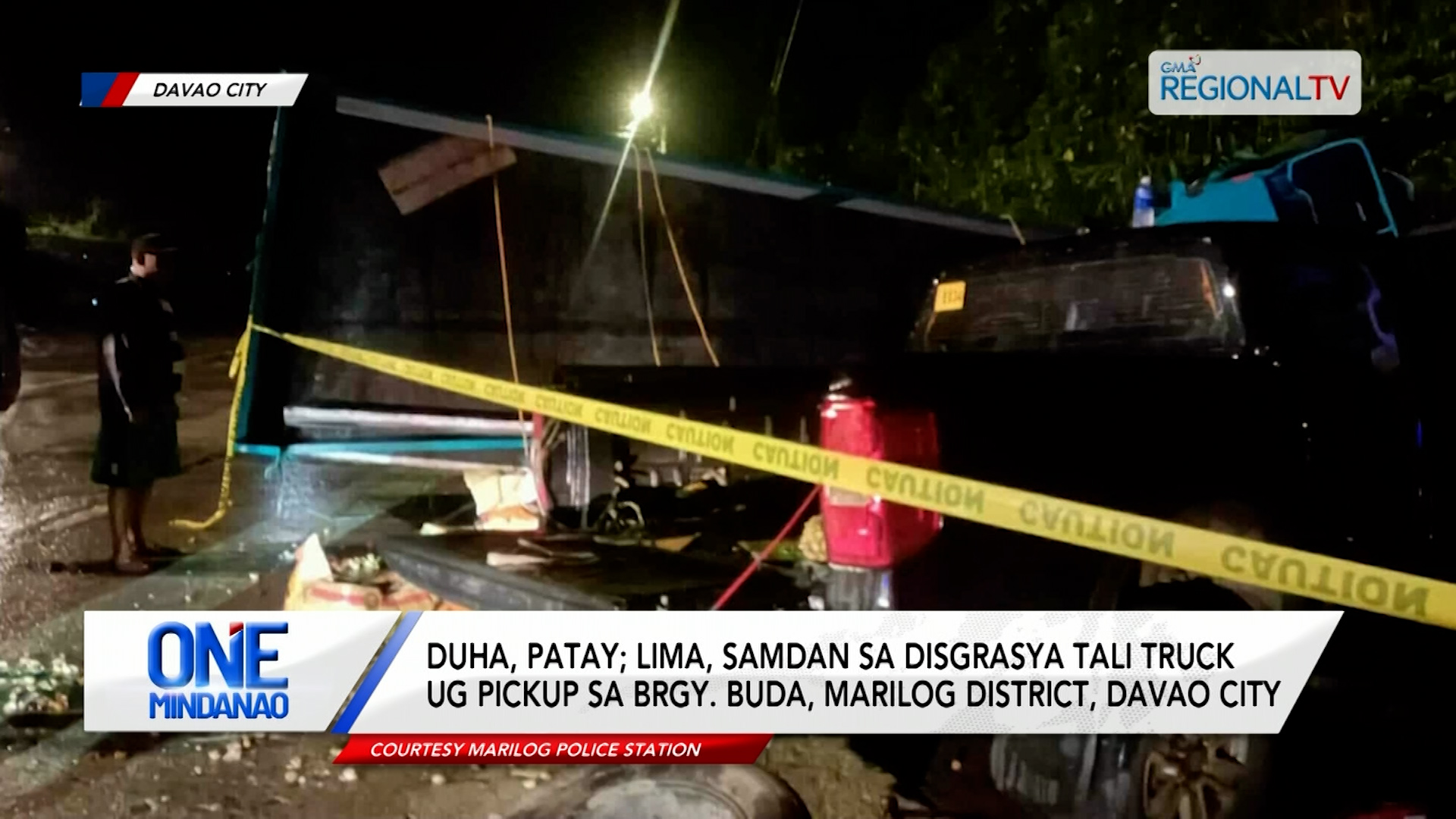 Duha, patay; lima, samdan sa disgrasya tali truck ug pickup sa Marilog, Davao City