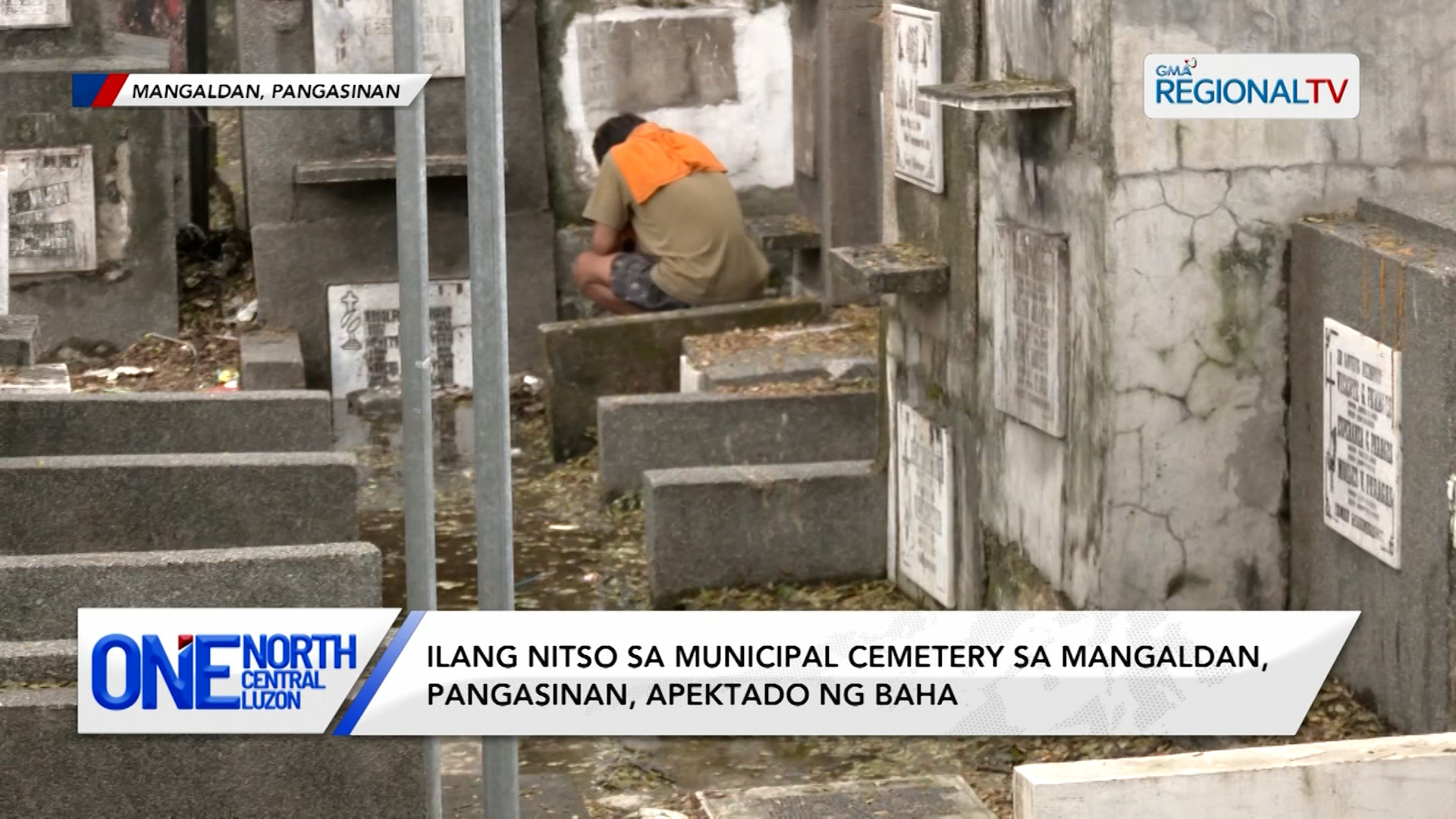 Ilang nitso sa sementeryo sa Mangaldan, Pangasinan, apektado ng baha