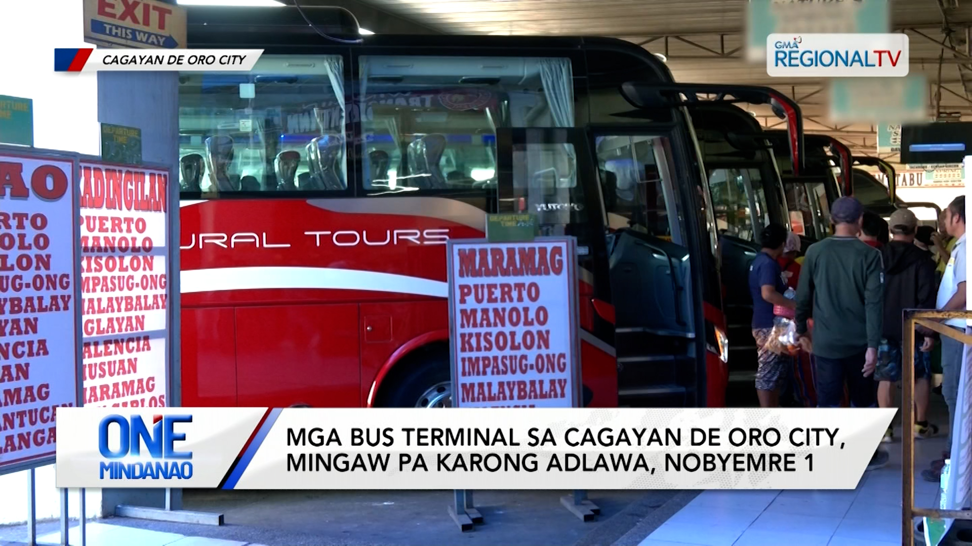 Mga bus terminal sa Cagayan de Oro City, mingaw na karong adlawa, Nobyembre 1