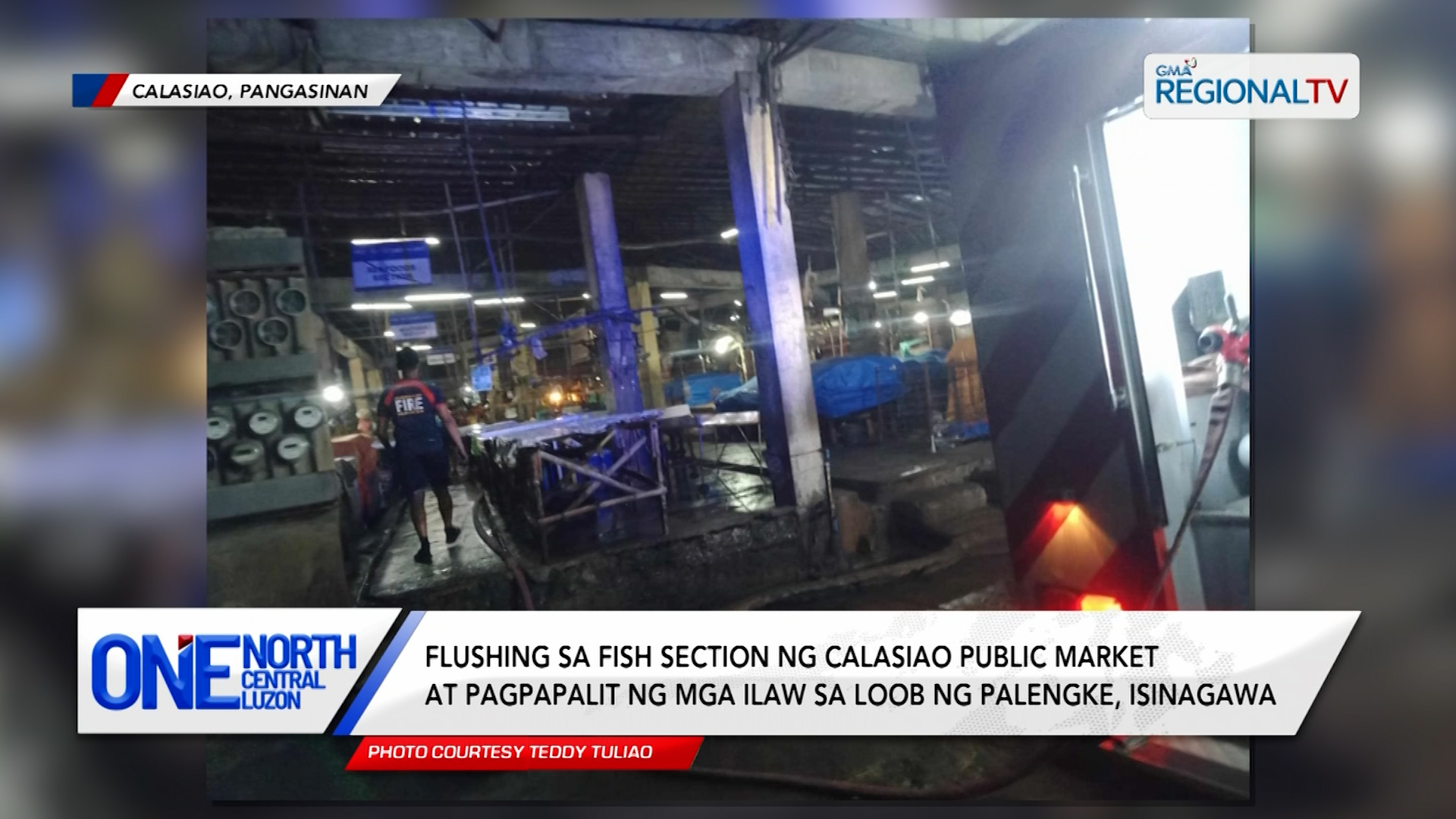 Flushing sa fish section ng Calasiao Public Market, isinagawa