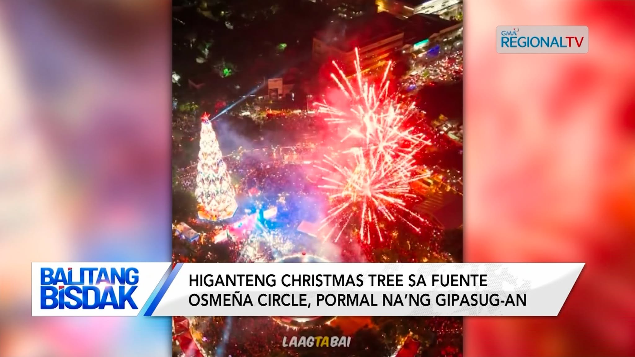 Higanteng Christmas tree sa Fuente Osmeña Circle, pormal na’ng gipasug-an