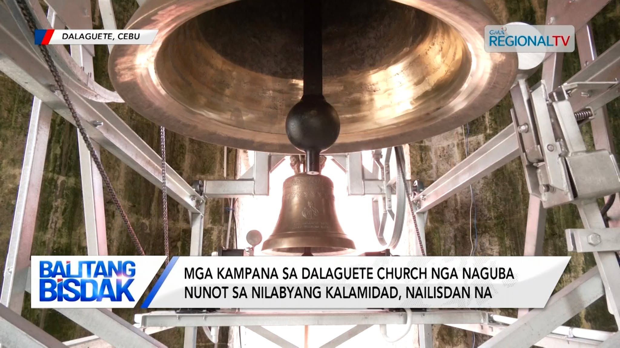 Mga kampana sa Dalaguete Church nga naguba sa mga kalamidad, nailisan na