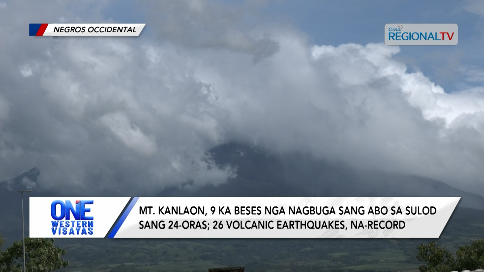 Mt. Kanlaon, 9 ka beses nga nagbuga sang abo sa sulod sang 24-oras