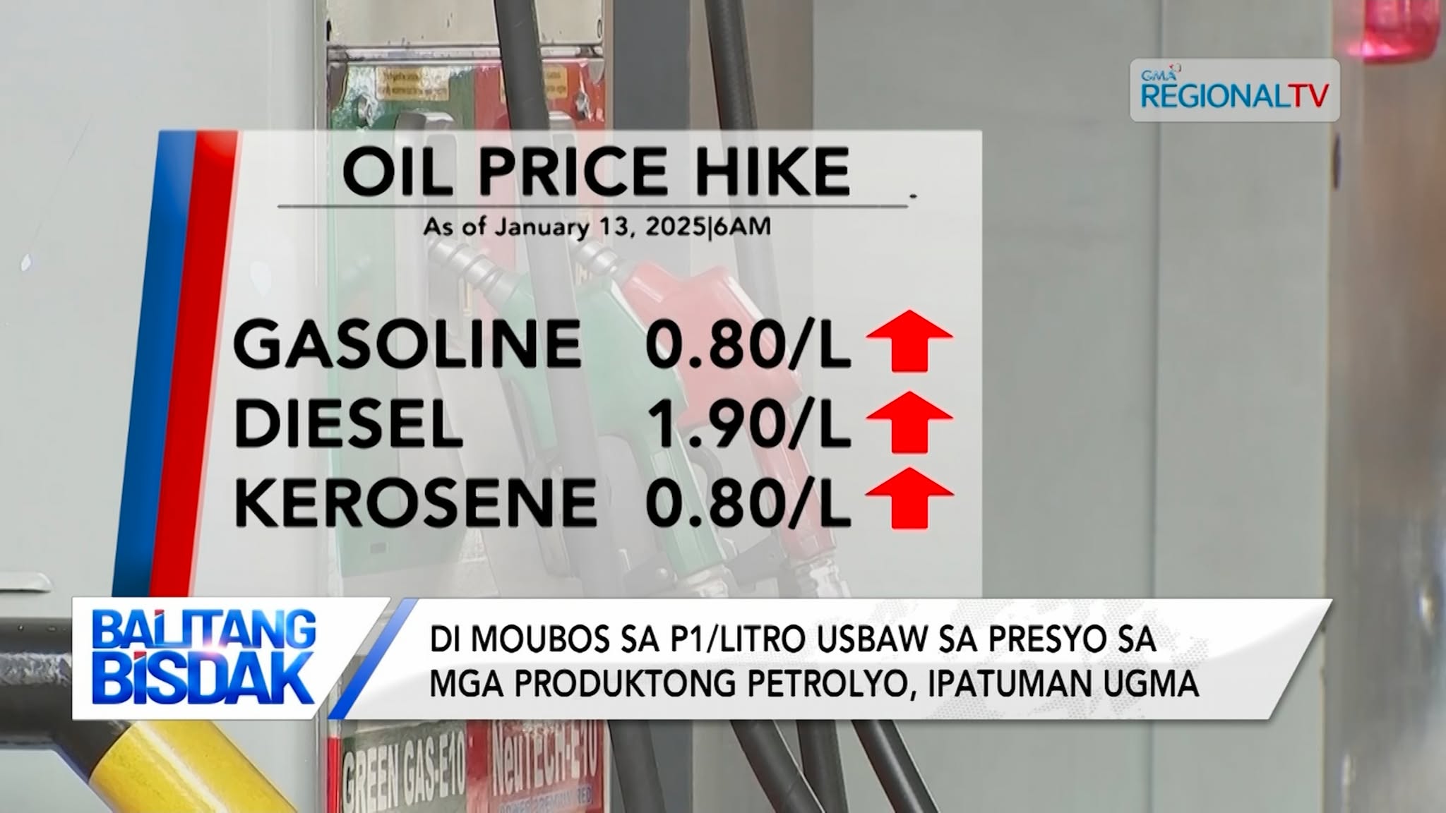 Di moubos sa P1/litro usbaw sa presyo sa mga produktong petrolyo, ipatuman ugma