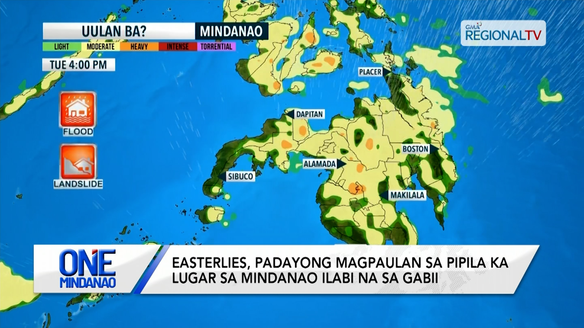 Easterlies, padayong magpaulan sa pipila ka lugar sa Mindanao ilabi na sa gabii