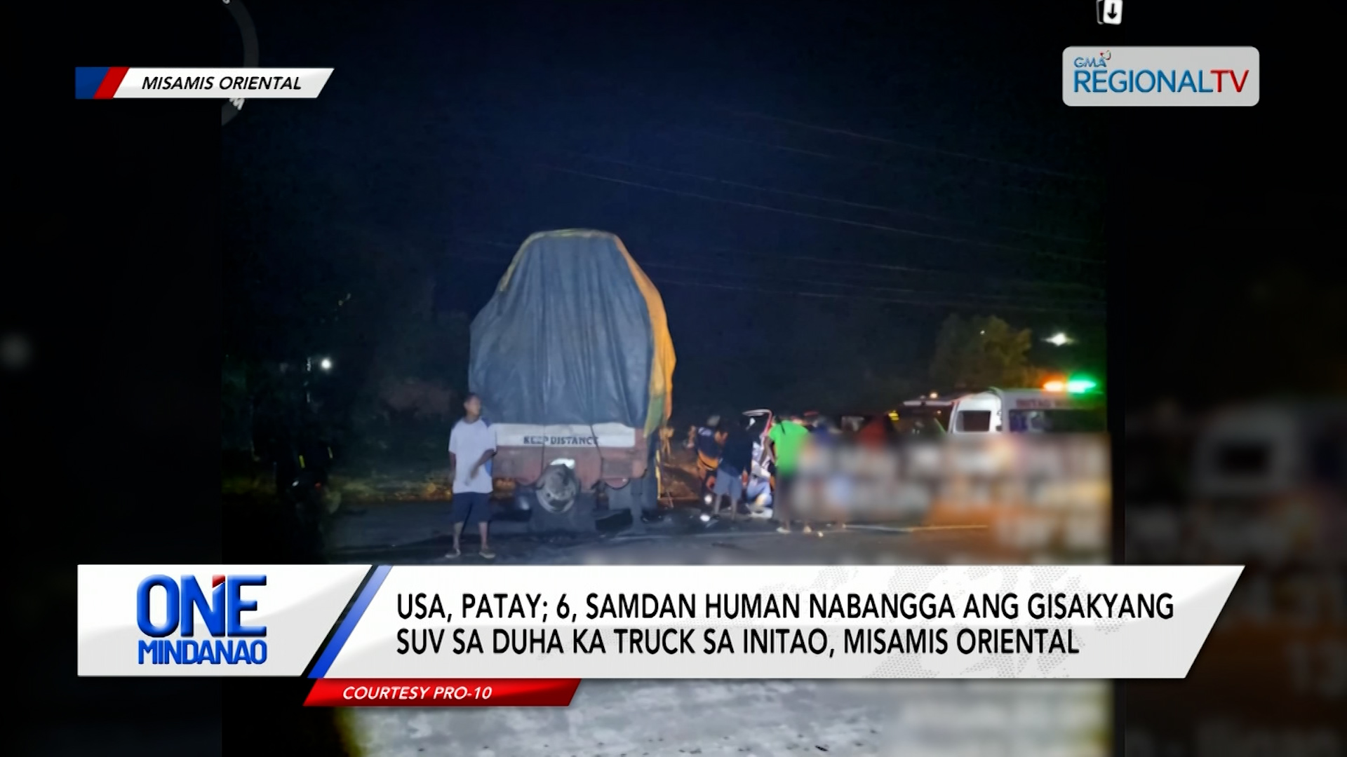 Usa, patay; 6, samdan human nabangga ang gisakyang SUV sa duha ka truck