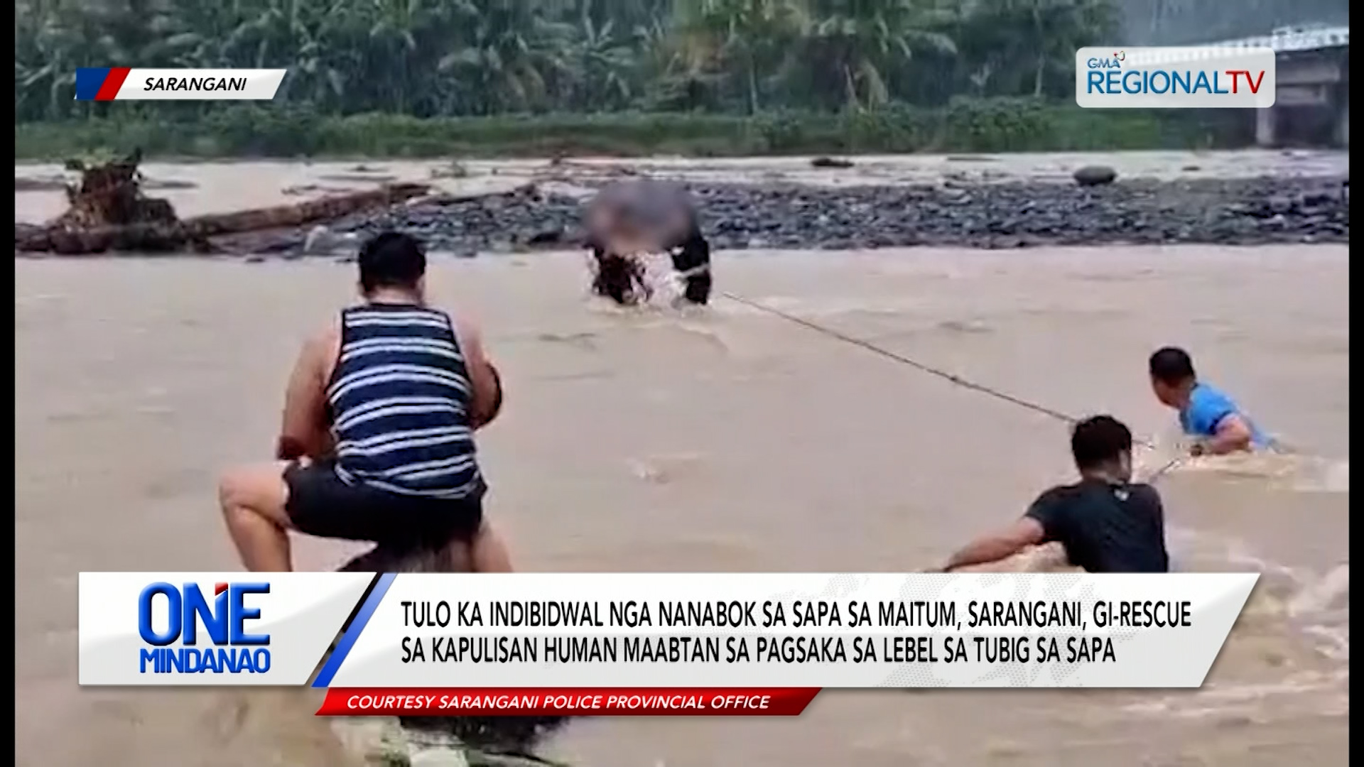 Tulo ka indibidwal nga nanabok sa sapa sa Maitum, Sarangani