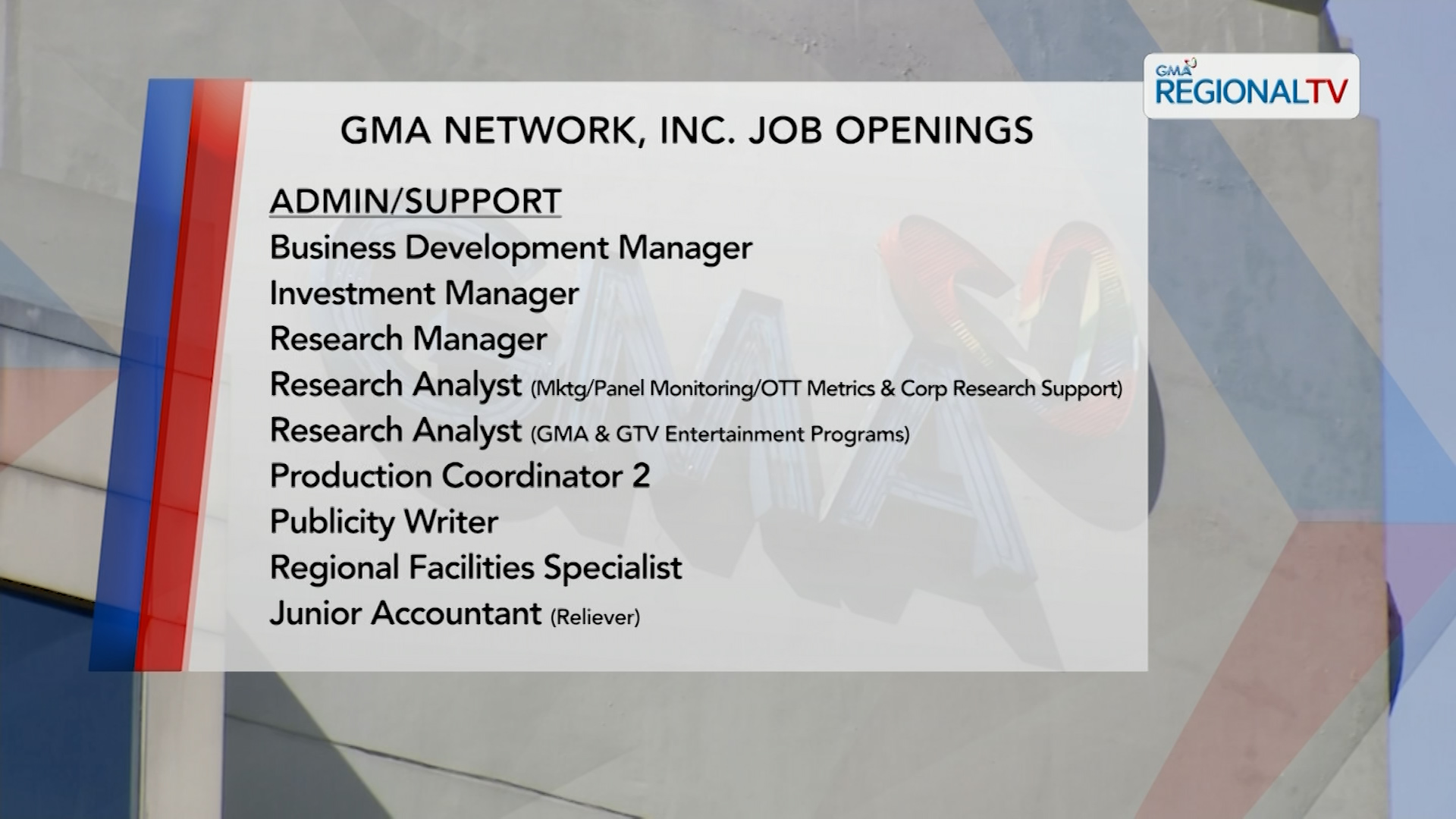 Mga trabahong maaaring apply-an sa GMA Network, alamin