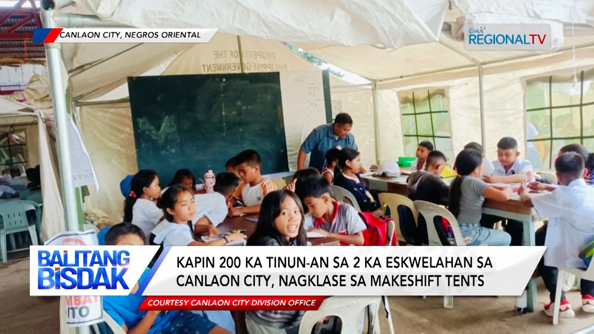 Kapin 200 tinun-an sa 2 ka eskwelahan sa Canlaon City, nagklase sa makeshift tents