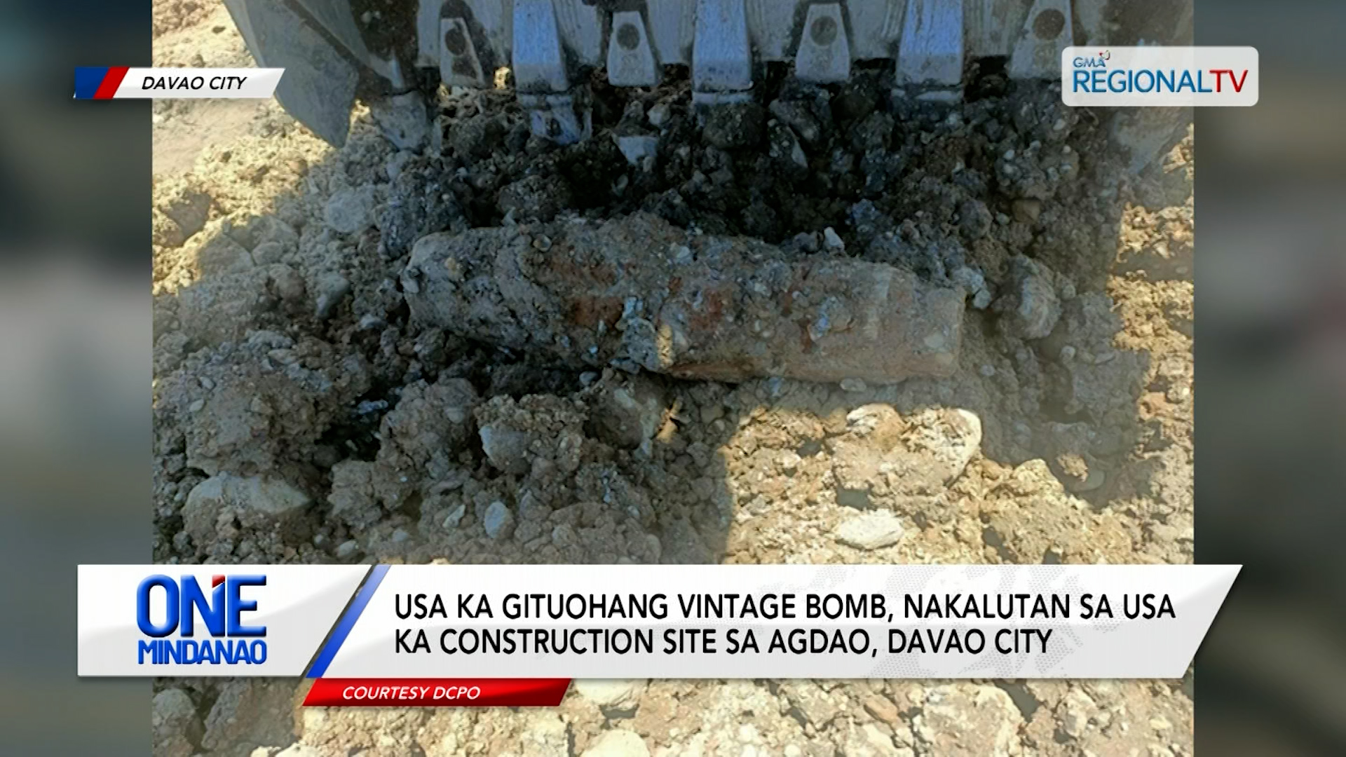 Usa ka vintage bomb, nakalutan sa construction site sa Agdao, Davao City