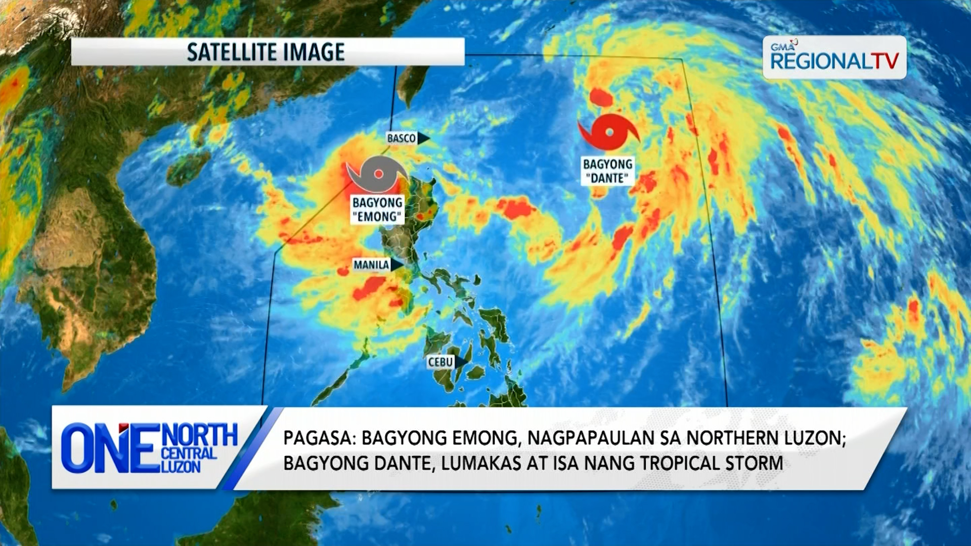 Bagyong Emong, nagpapaulan sa Northern Luzon; Bagyong Dante, lumakas | One North Central Luzon