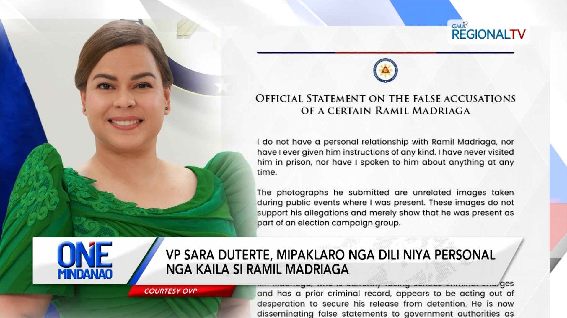 Nagpailang kanhi aide ni VP Sara, dili niya personal nga kaila | One Mindanao