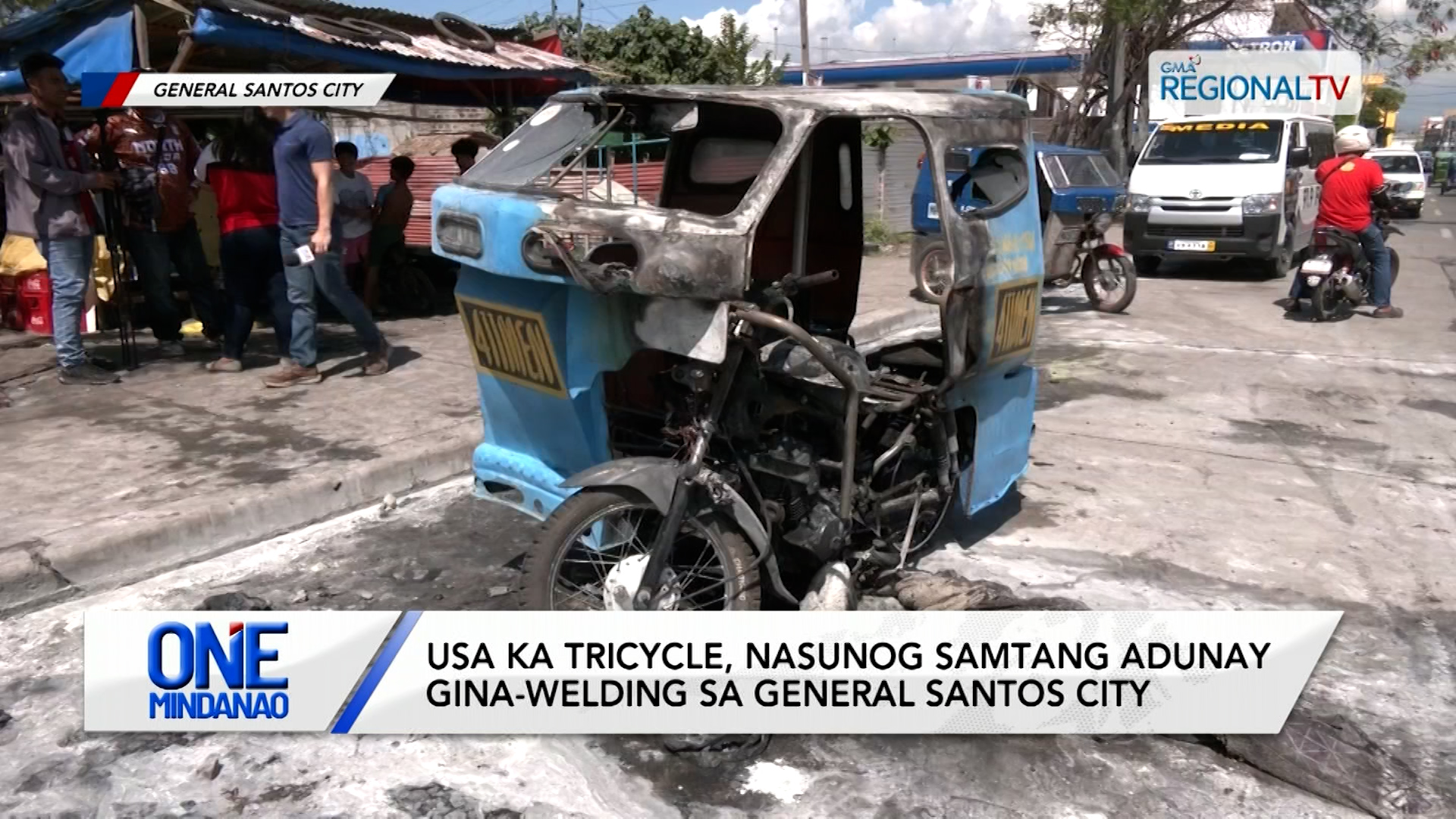 Usa ka tricycle, nasunog samtang adunay gina-welding I One Mindanao