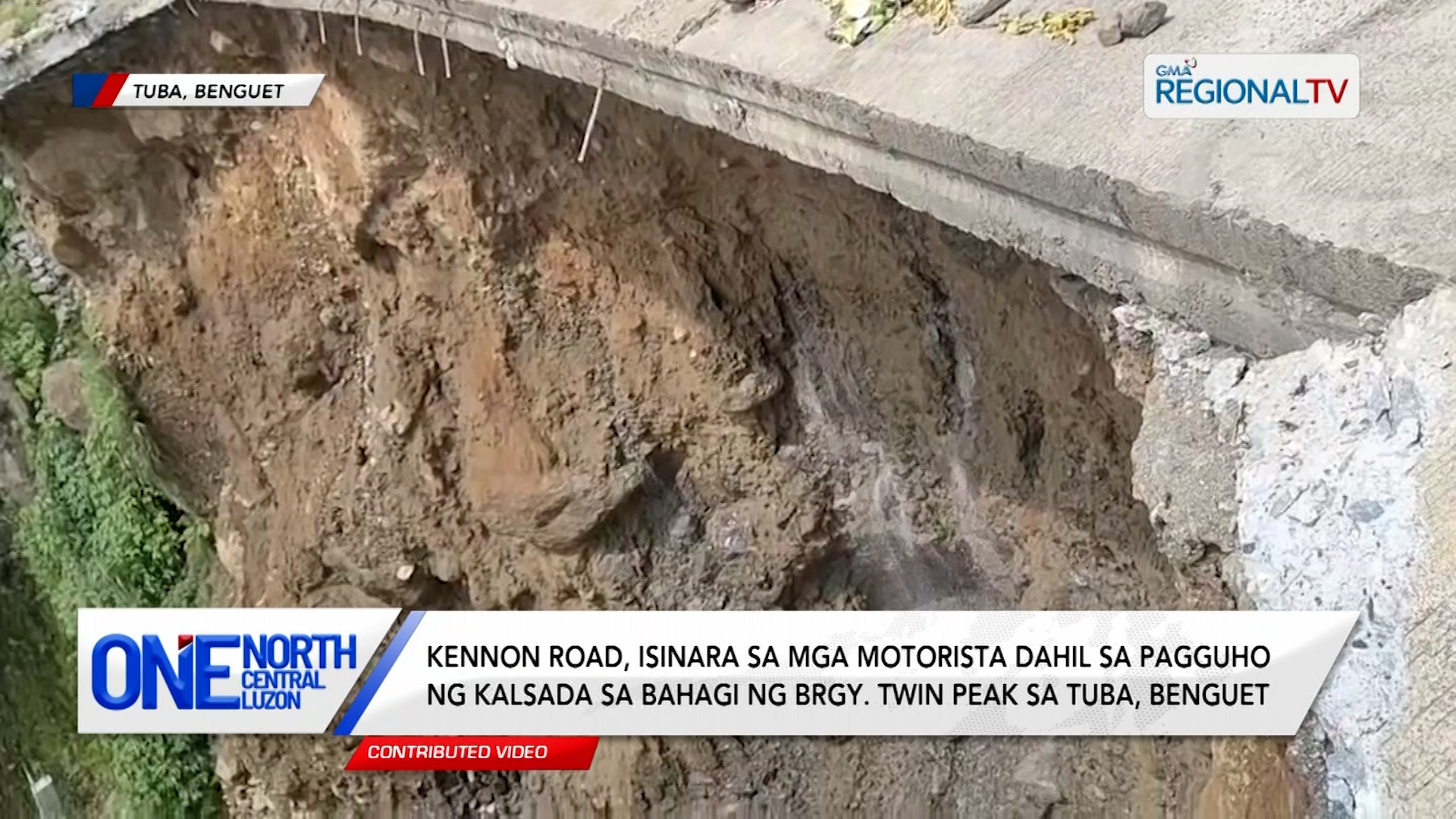 Kennon Road, isinara dahil sa pagguho ng kalsada sa Tuba, Benguet