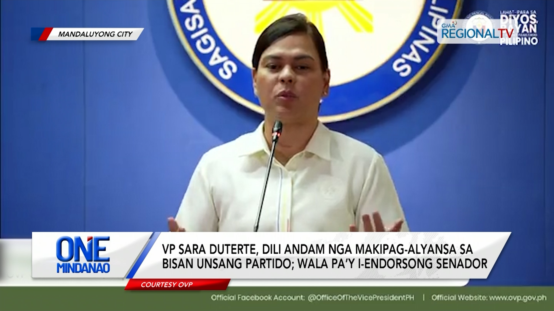 VP Sara Duterte, dili andam nga makipag-alyansa sa bisan unsang partido