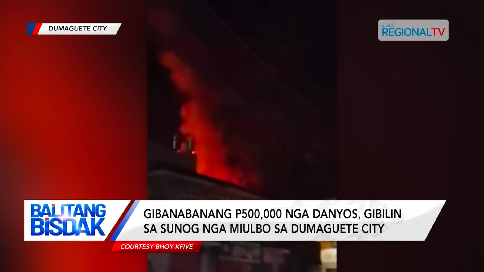 Gibanabanang P500,000 nga danyos, gibilin sa sunog nga miulbo sa Dumaguete City